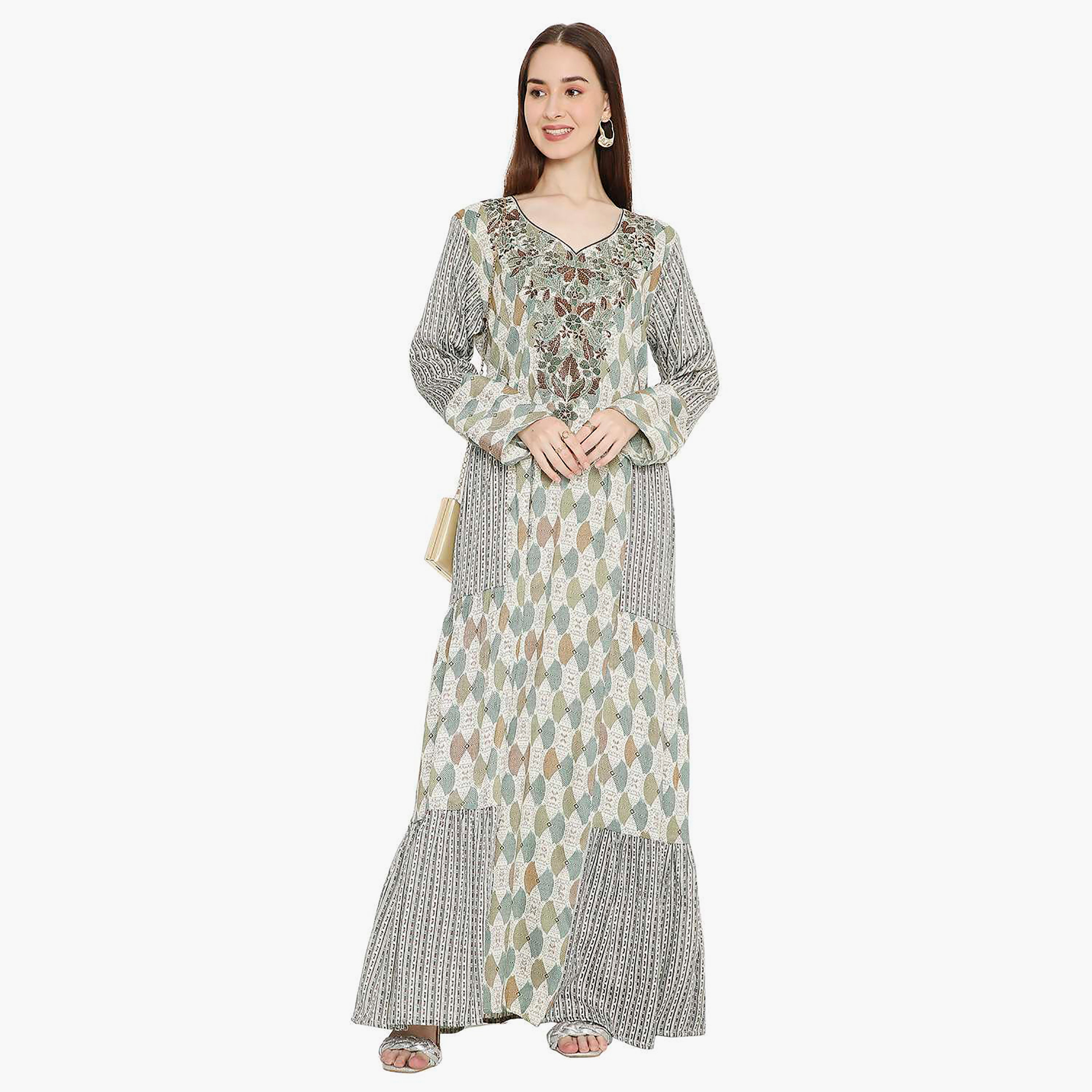 جلابية نسائية مطبوعة ومزخرفة ومطرزة من هانا اند سارة-women-arabicclothing-jalabiyas-image-16