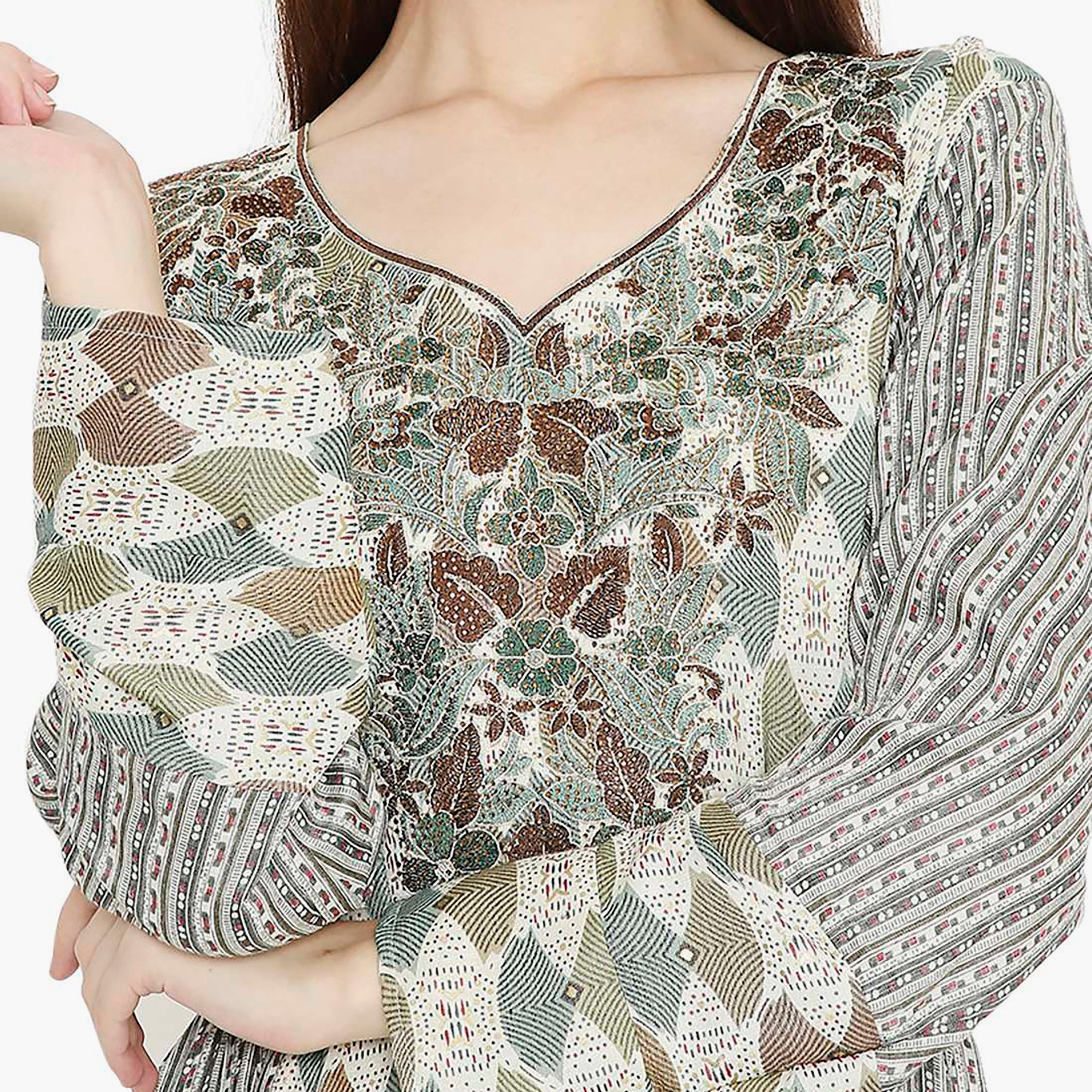 جلابية نسائية مطبوعة ومزخرفة ومطرزة من هانا اند سارة-women-arabicclothing-jalabiyas-image-2