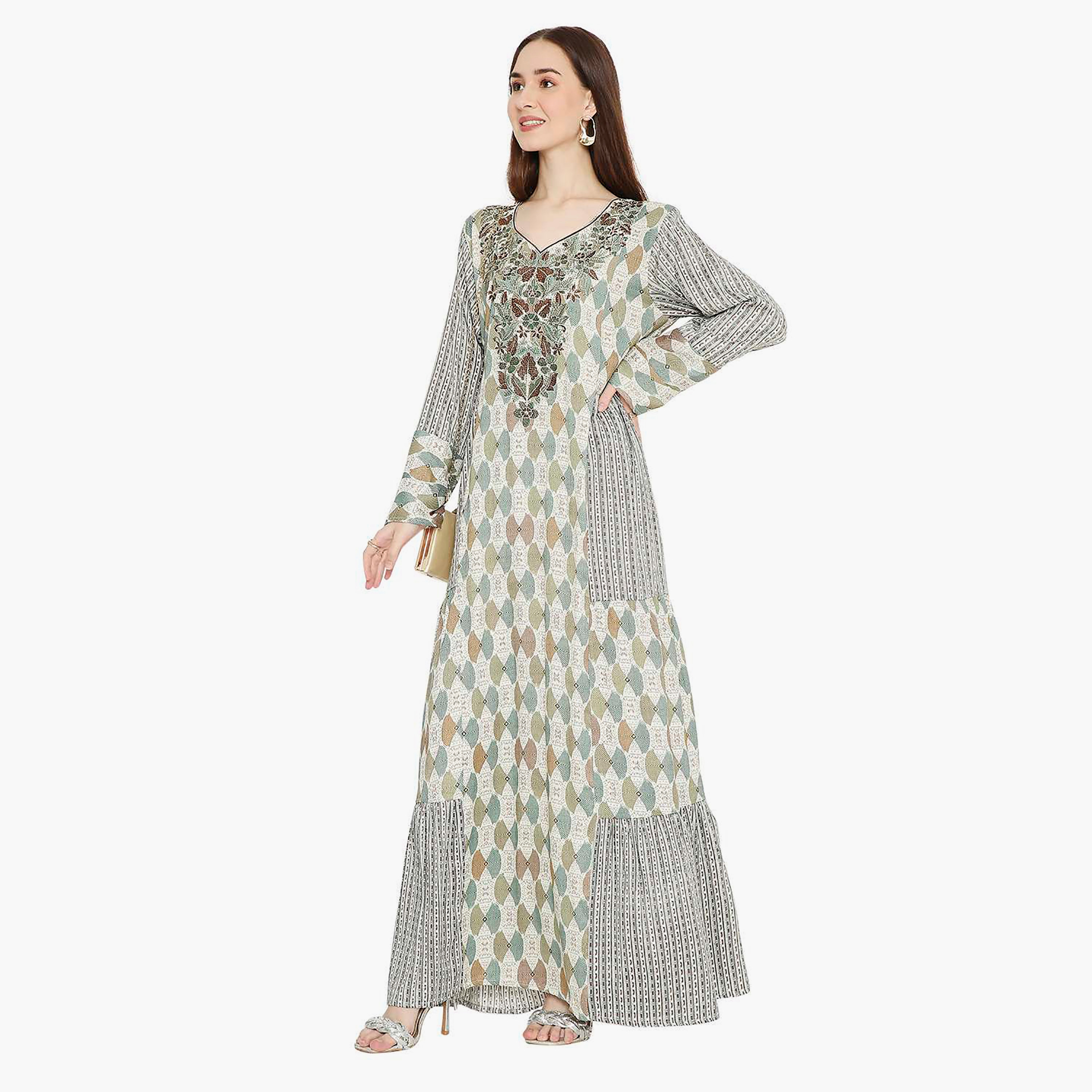 جلابية نسائية مطبوعة ومزخرفة ومطرزة من هانا اند سارة-women-arabicclothing-jalabiyas-image-3