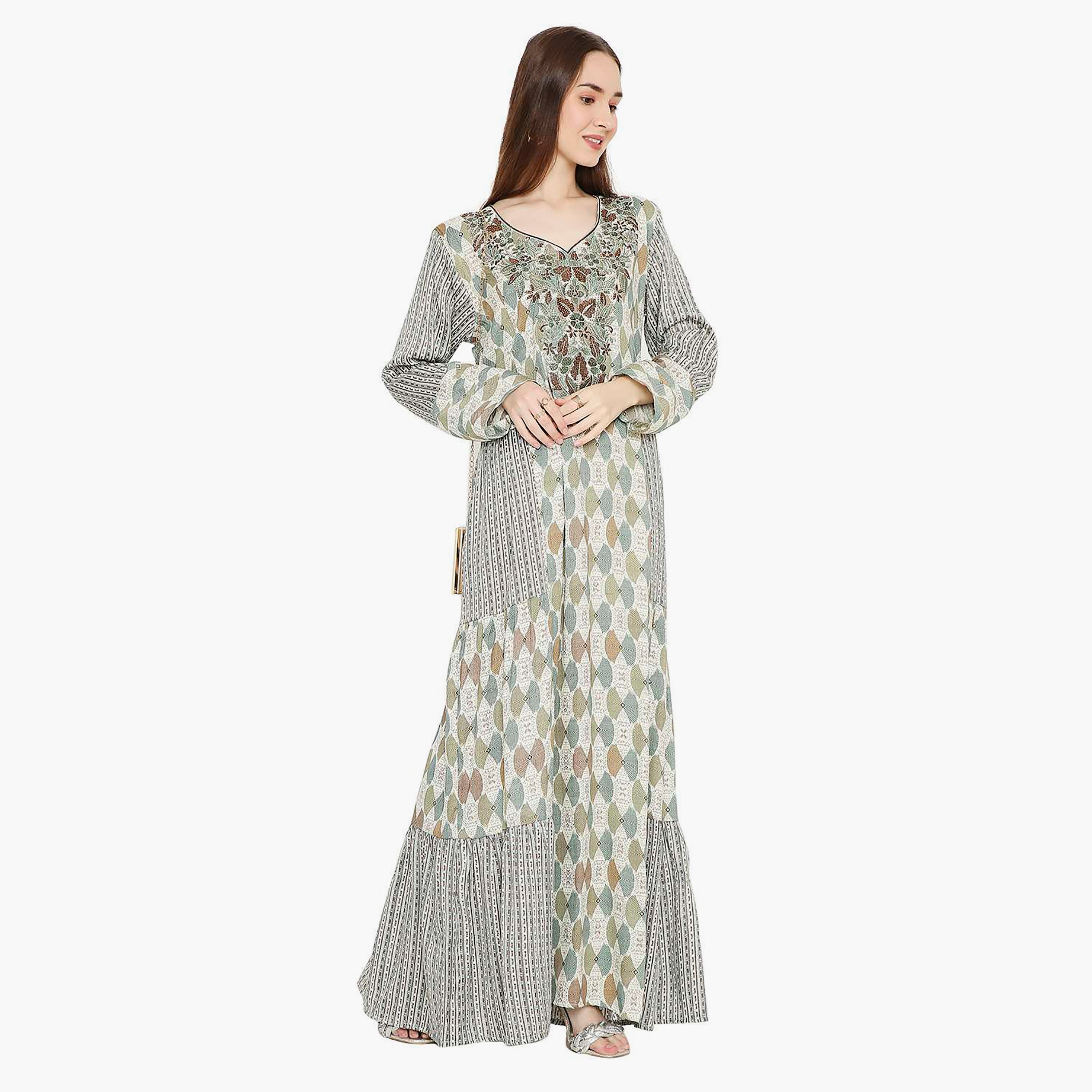 جلابية نسائية مطبوعة ومزخرفة ومطرزة من هانا اند سارة-women-arabicclothing-jalabiyas-image-19