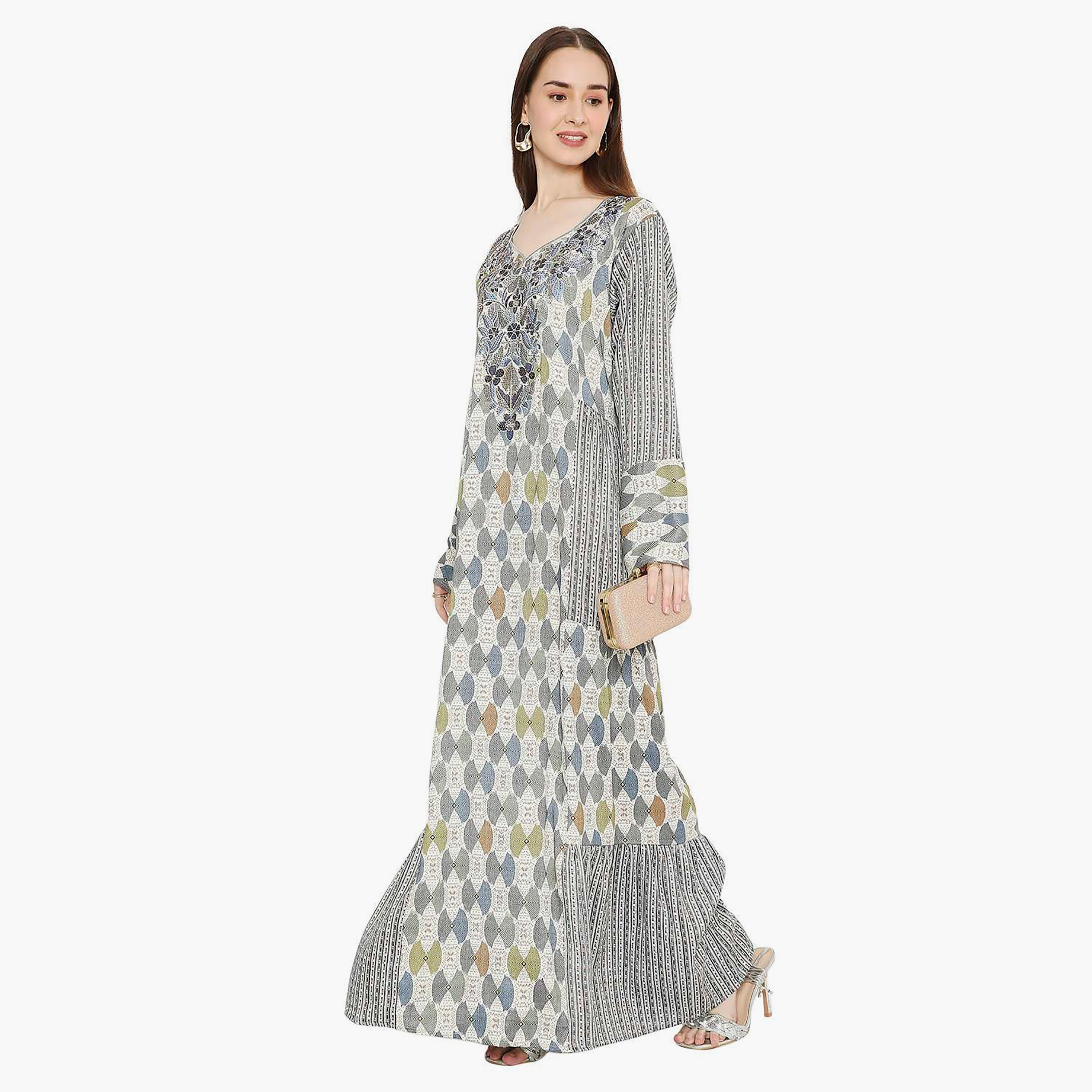 جلابية نسائية مطبوعة ومزخرفة ومطرزة من هانا اند سارة-women-arabicclothing-jalabiyas-image-3