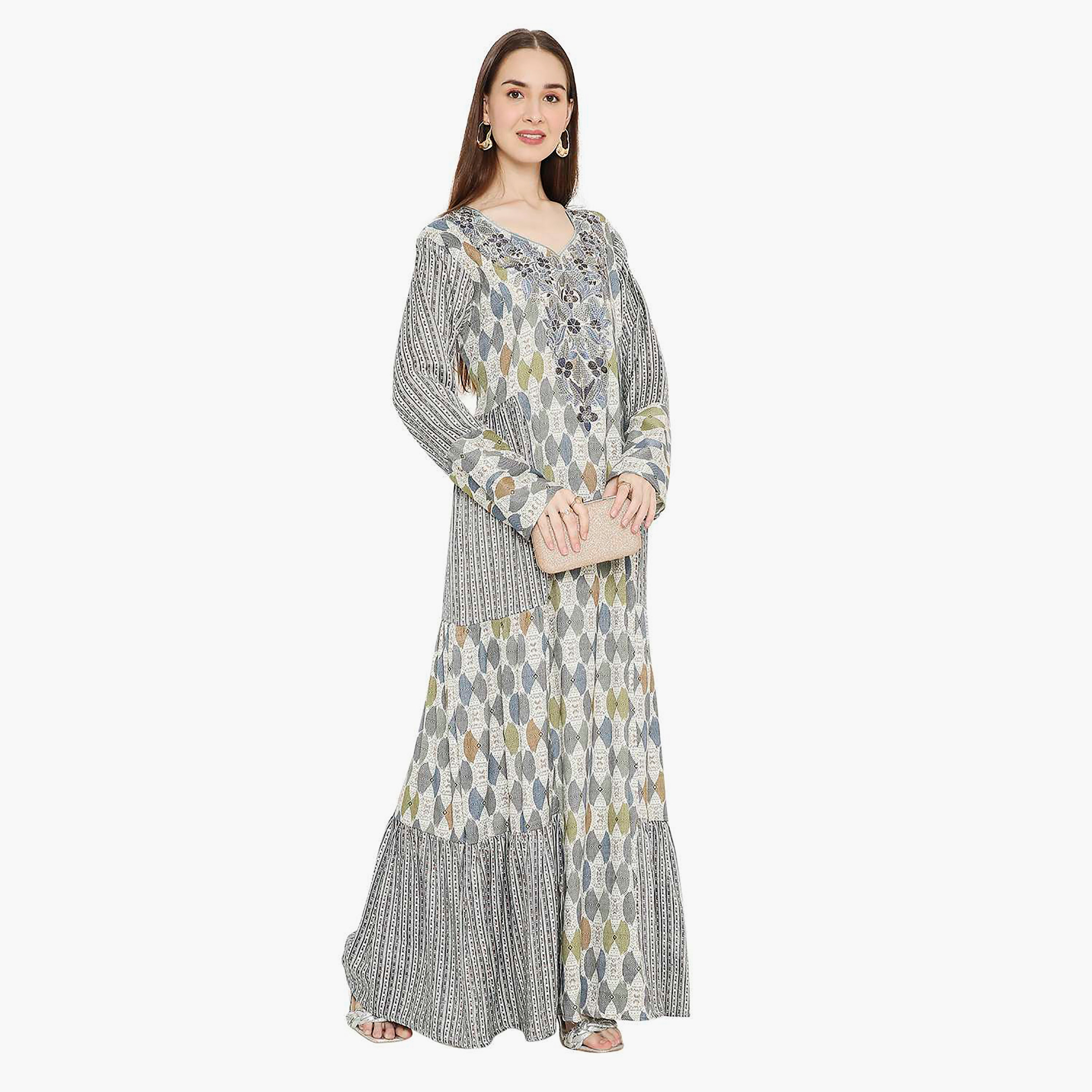 جلابية نسائية مطبوعة ومزخرفة ومطرزة من هانا اند سارة-women-arabicclothing-jalabiyas-image-4