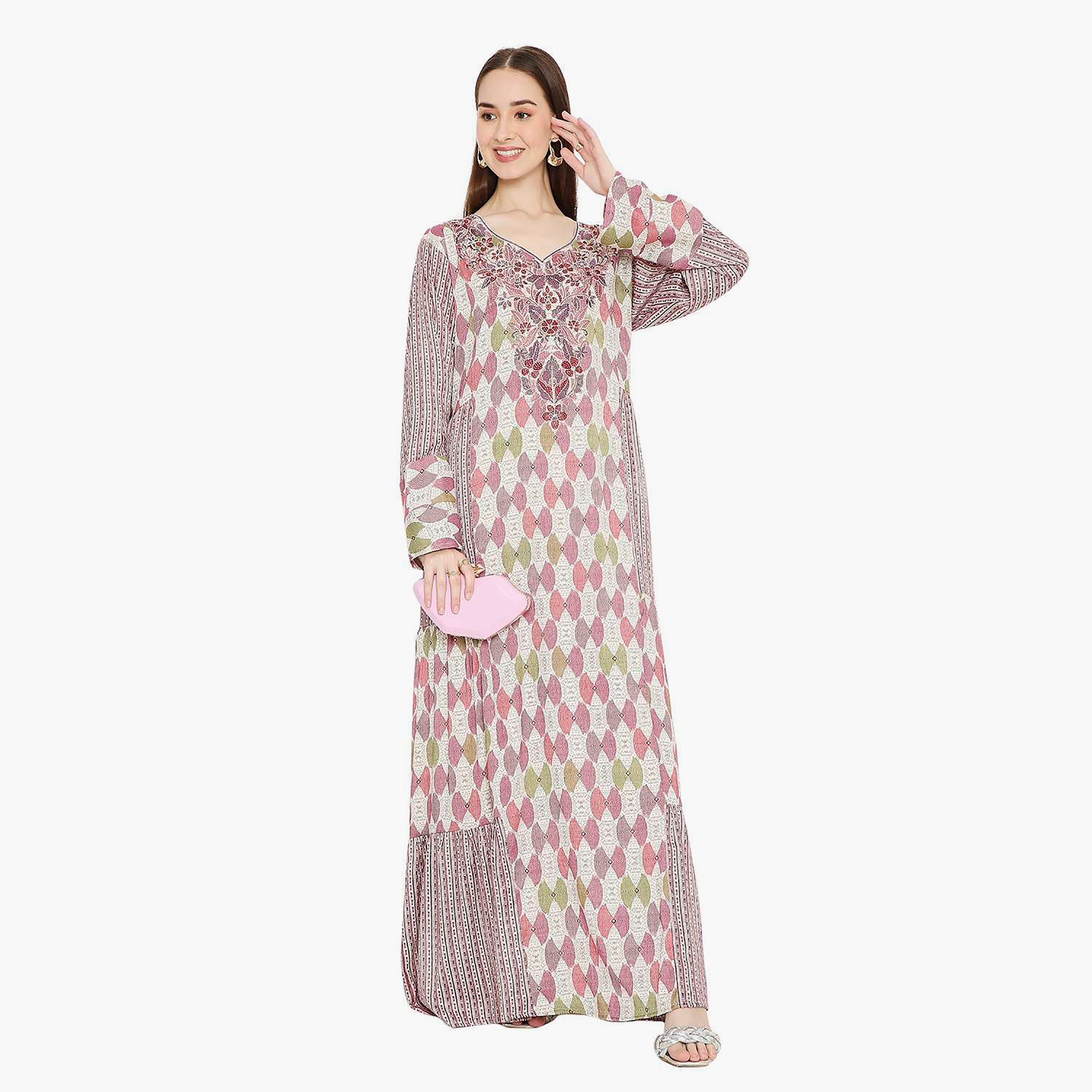 جلابية نسائية مطبوعة ومزخرفة ومطرزة من هانا اند سارة-women-arabicclothing-jalabiyas-image-6