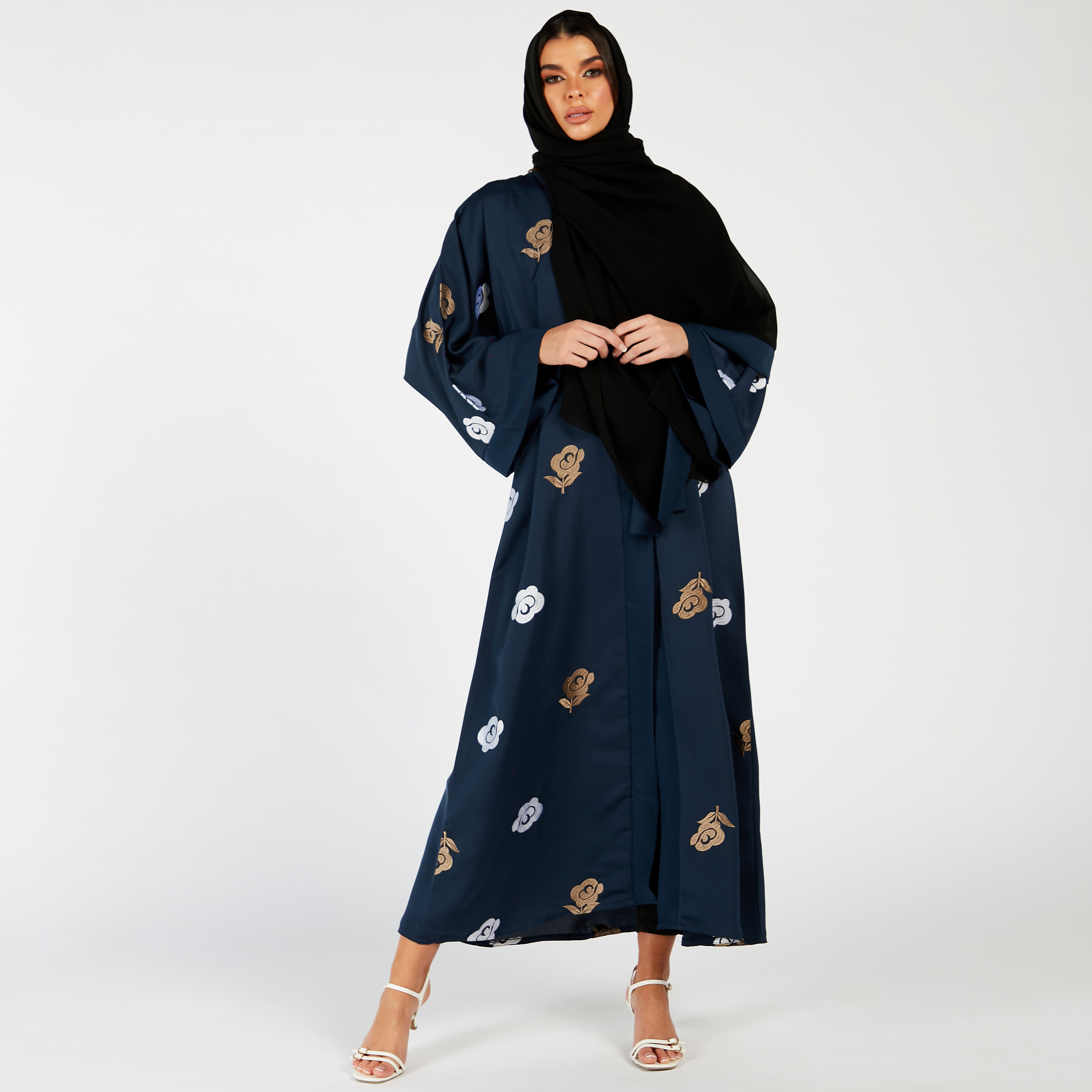Nukhbaa Embroidered Abaya and Scarf Set-women-arabicclothing-abayas-image-1