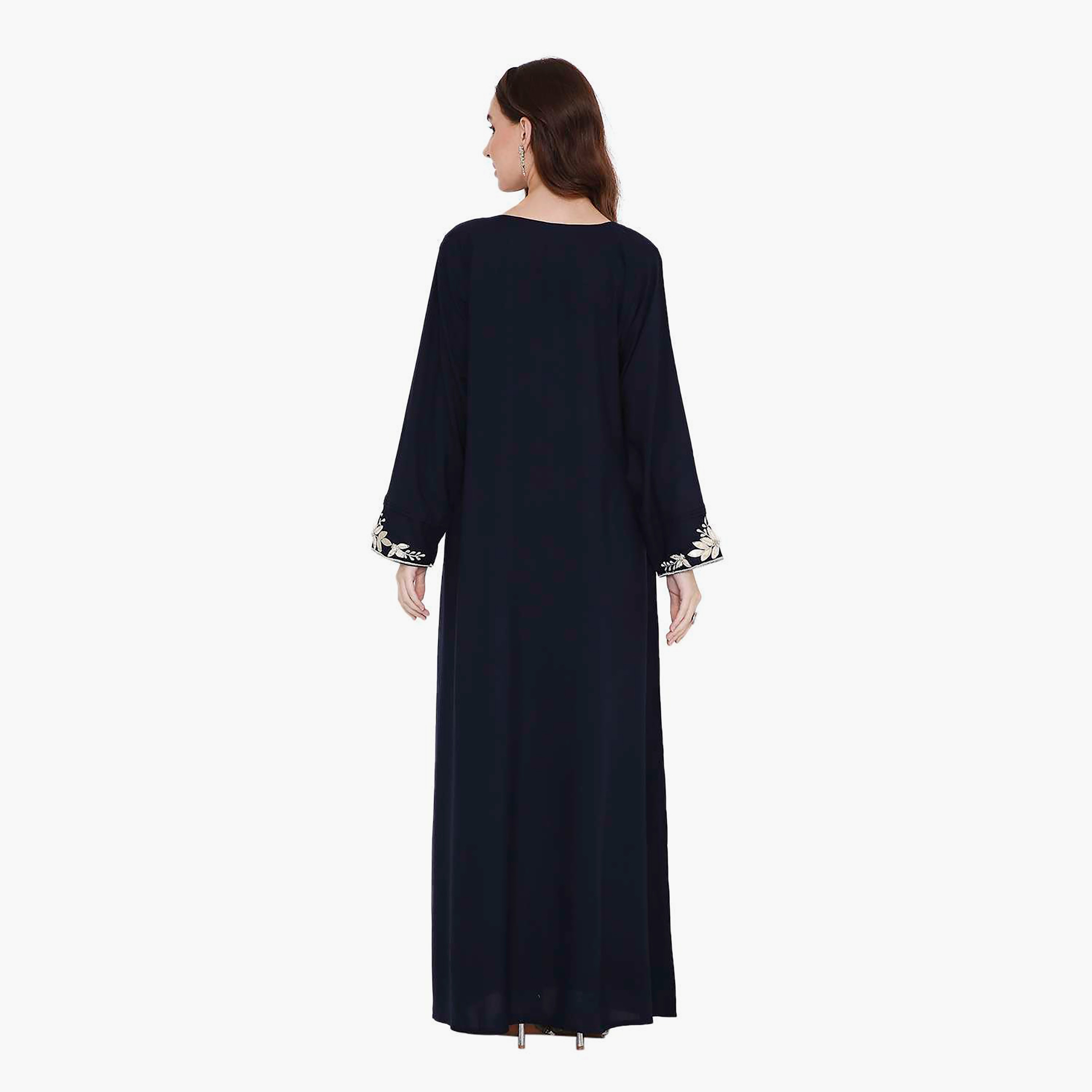 جلابية نسائية مطرزة بالزهور باللون الأزرق الداكن من هانا اند سارة-women-arabicclothing-jalabiyas-image-5