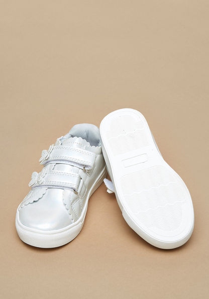 Juniors Glitter Detail Sneakers with Hook and Loop Closure-Girl%27s Sneakers-image-1