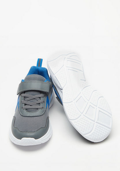 Dash Textured Low Ankle Sneakers with Lace Detail and Hook and Loop Closure-Boy%27s Sneakers-image-1
