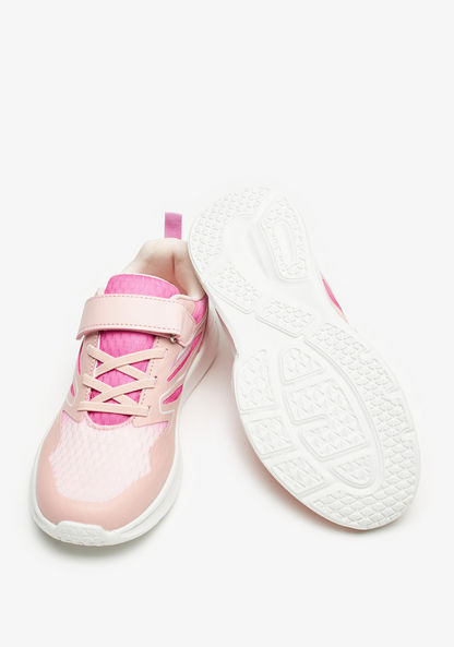 Dash Textured Low Ankle Sneakers with Hook and Loop Closure-Girl%27s Sneakers-image-1