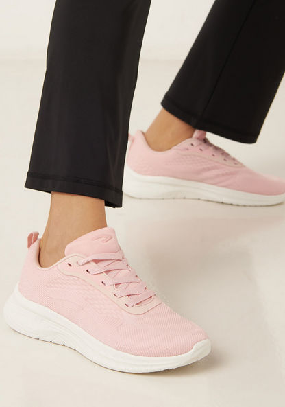 Dash Textured Walking Shoes with Lace-Up Closure and Pull Tabs