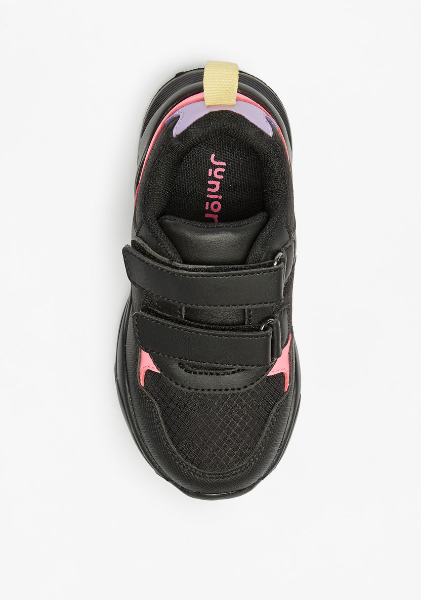 Juniors Colourblocked Panel Detail Sneakers with Hook and Loop Closure-Girl%27s Sneakers-image-3