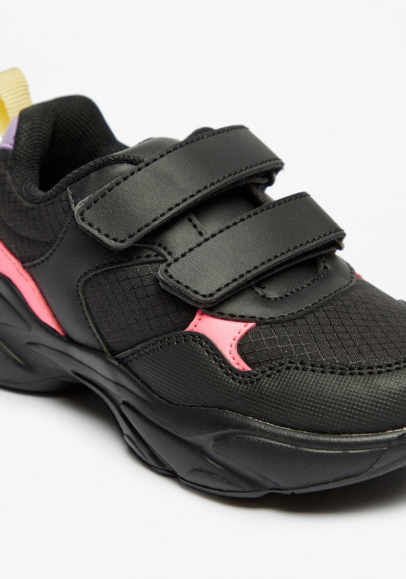 Juniors Colourblocked Panel Detail Sneakers with Hook and Loop Closure-Girl%27s Sneakers-image-5