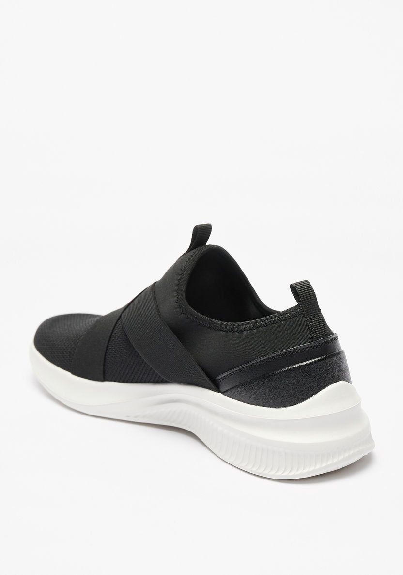 Dash Textured Slip-On Walking Shoes with Cross Strap Detail-Women%27s Sports Shoes-image-1