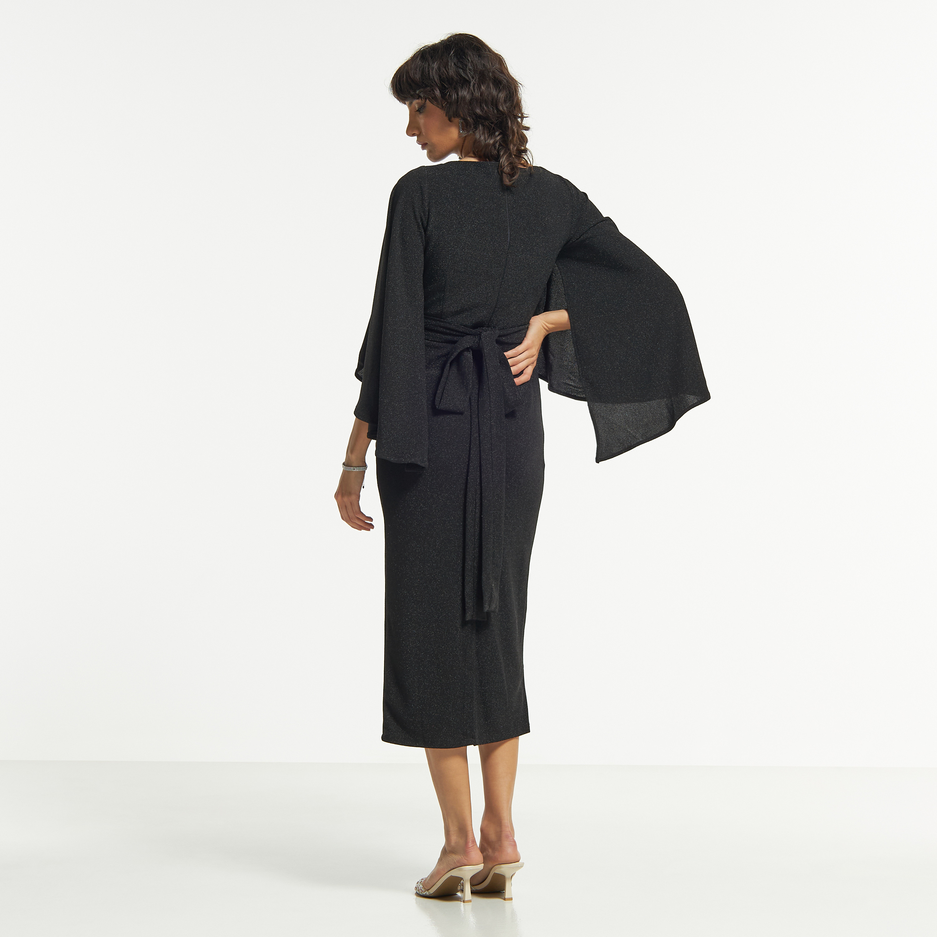 Amri Maxi Bodycon Dress with Tie-Up Belt and Flared Sleeves-women-clothing-dresses-image-2