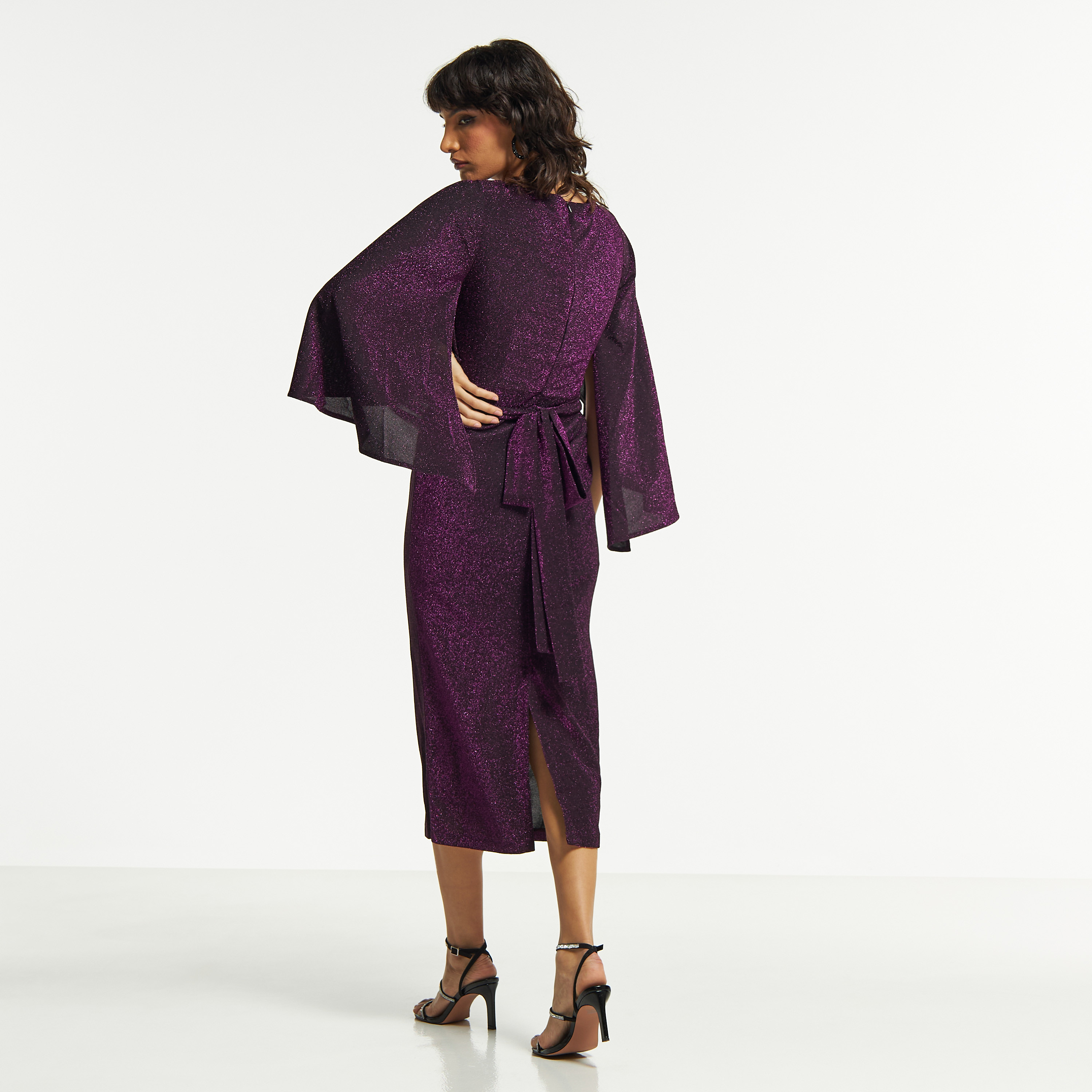 Amri Maxi Bodycon Dress with Tie-Up Belt and Flared Sleeves-women-clothing-dresses-image-7