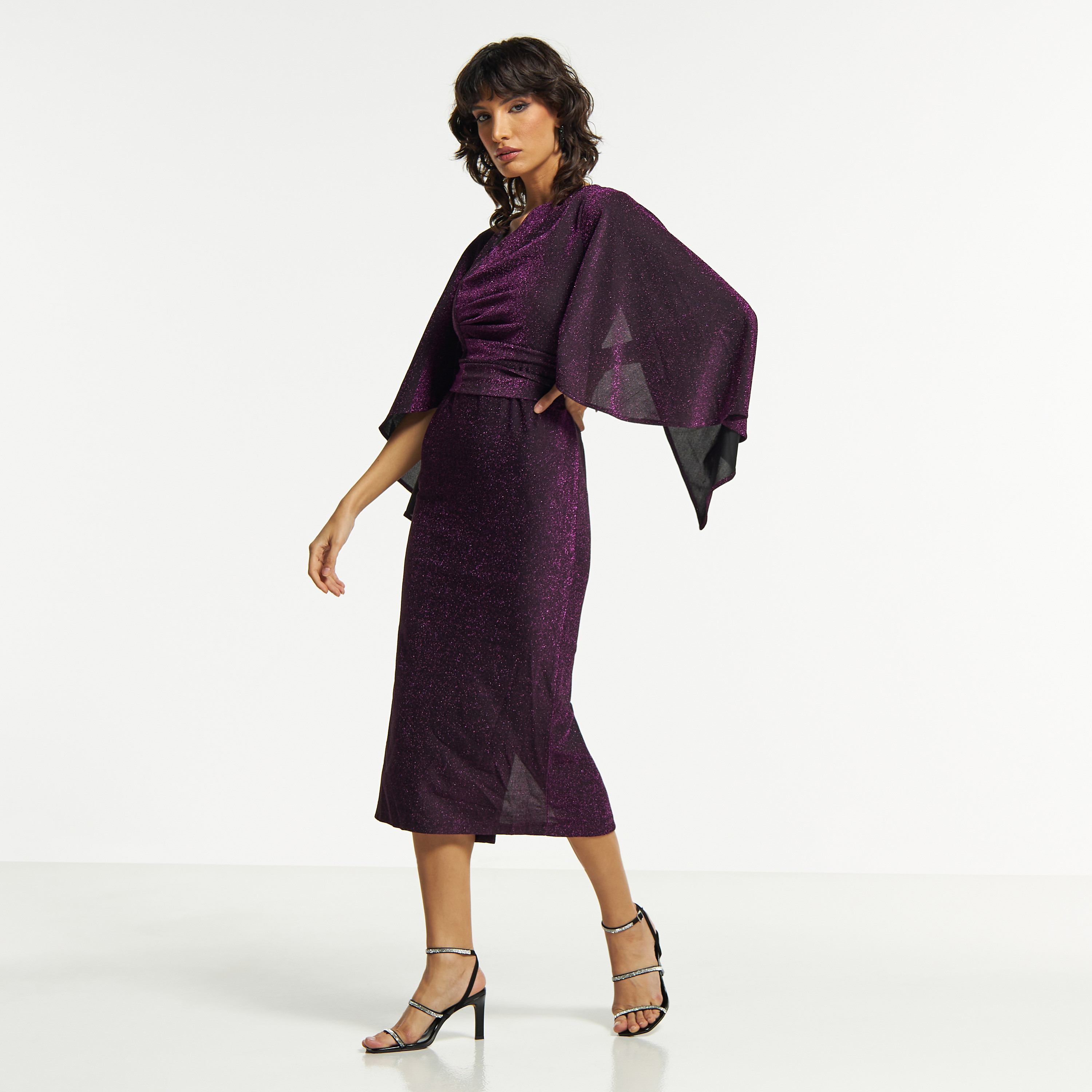 Amri Maxi Bodycon Dress with Tie-Up Belt and Flared Sleeves-women-clothing-dresses-image-9