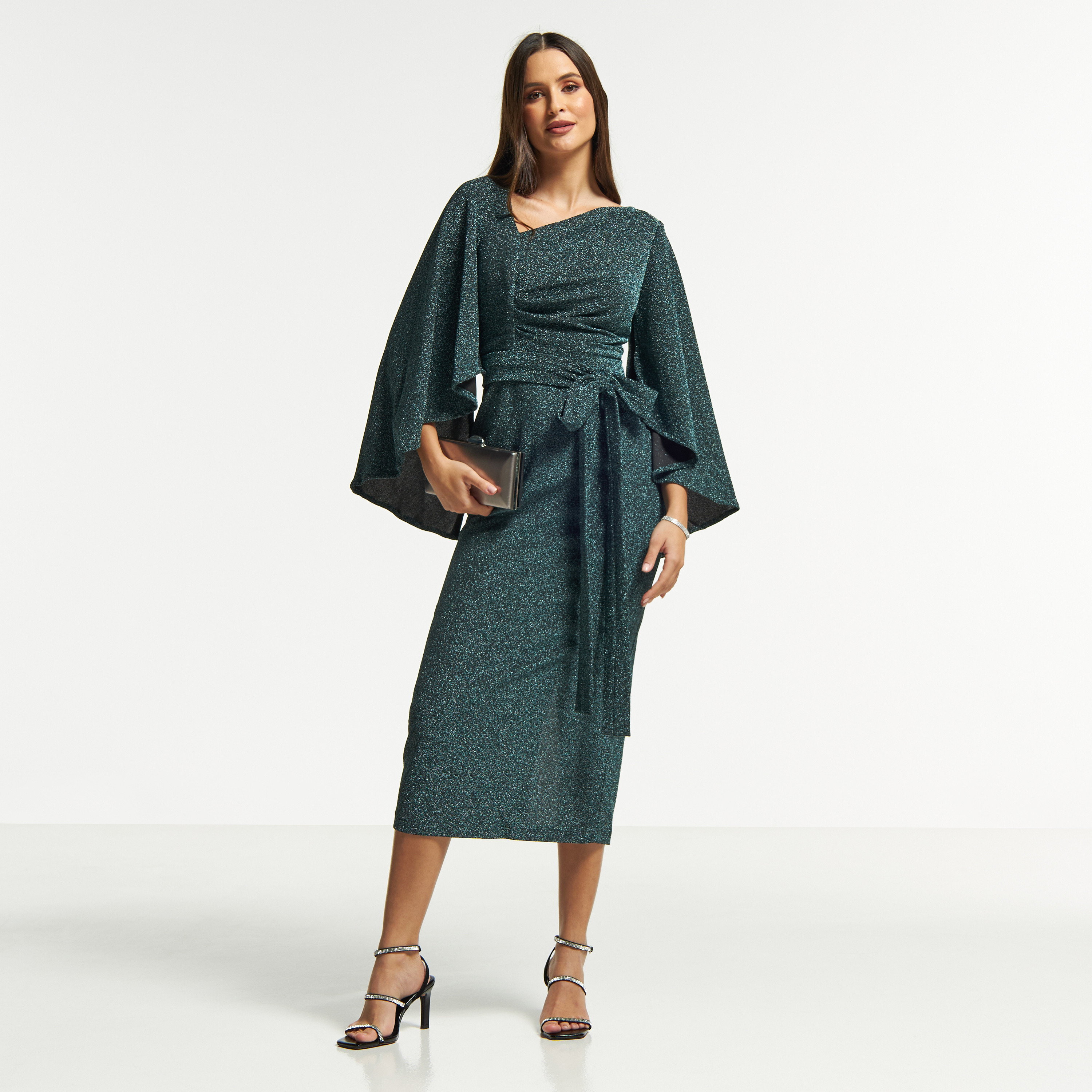 Amri Maxi Bodycon Dress with Tie-Up Belt and Flared Sleeves-women-clothing-dresses-image-11