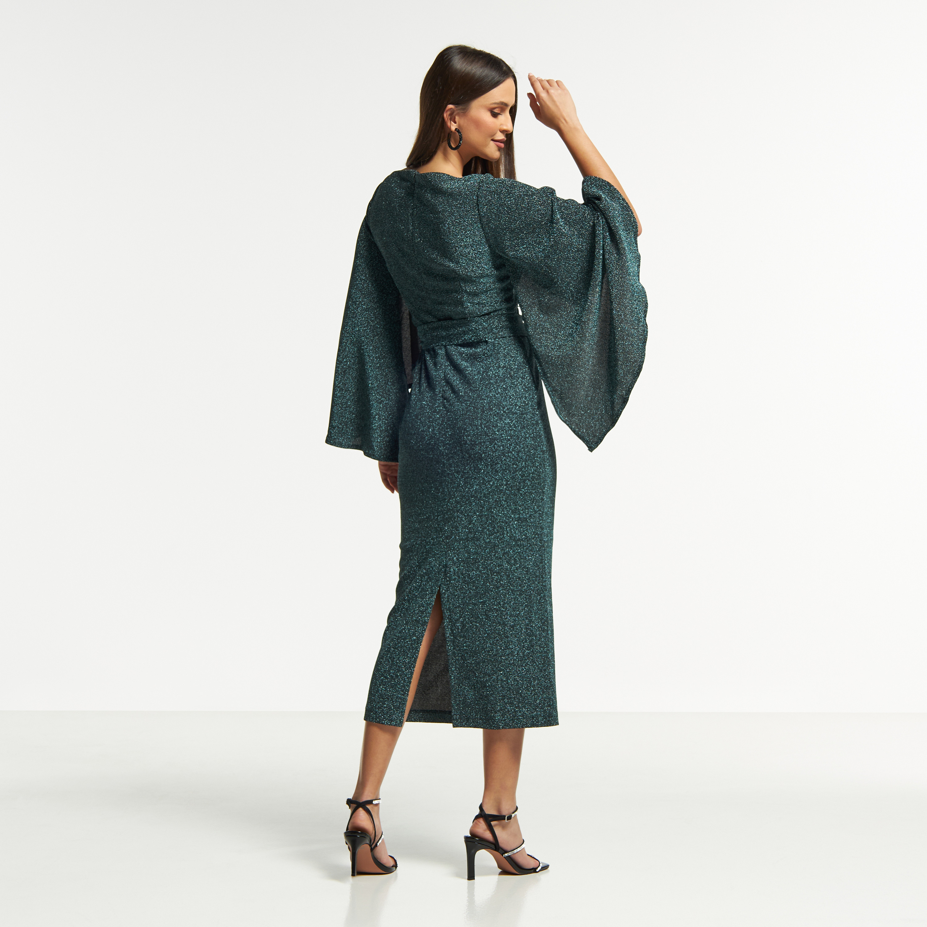 Amri Maxi Bodycon Dress with Tie-Up Belt and Flared Sleeves-women-clothing-dresses-image-12