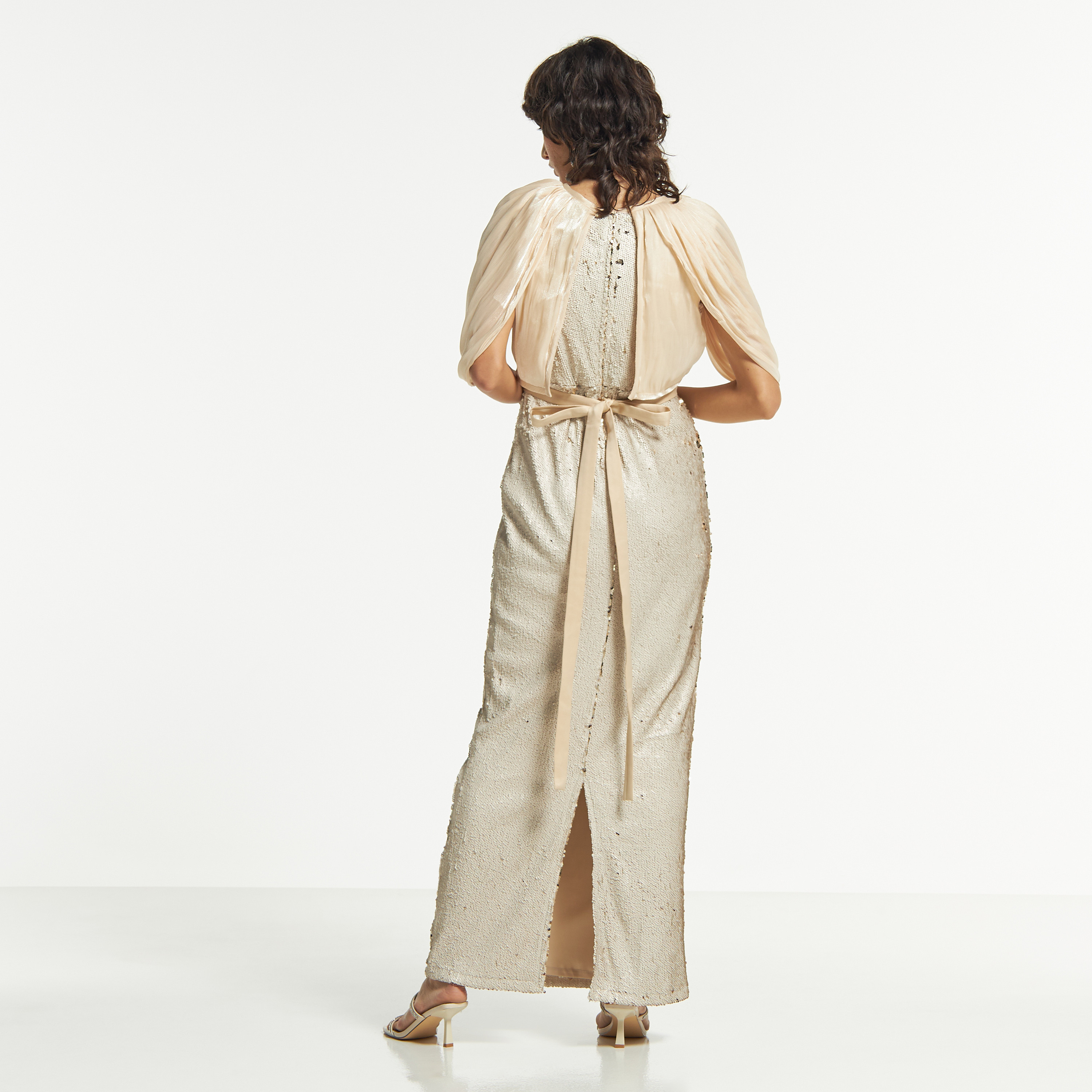 Amri Embellished Bodycon Maxi Dress with Tie-Up Belt and Draped Sleeves-women-clothing-dresses-image-2