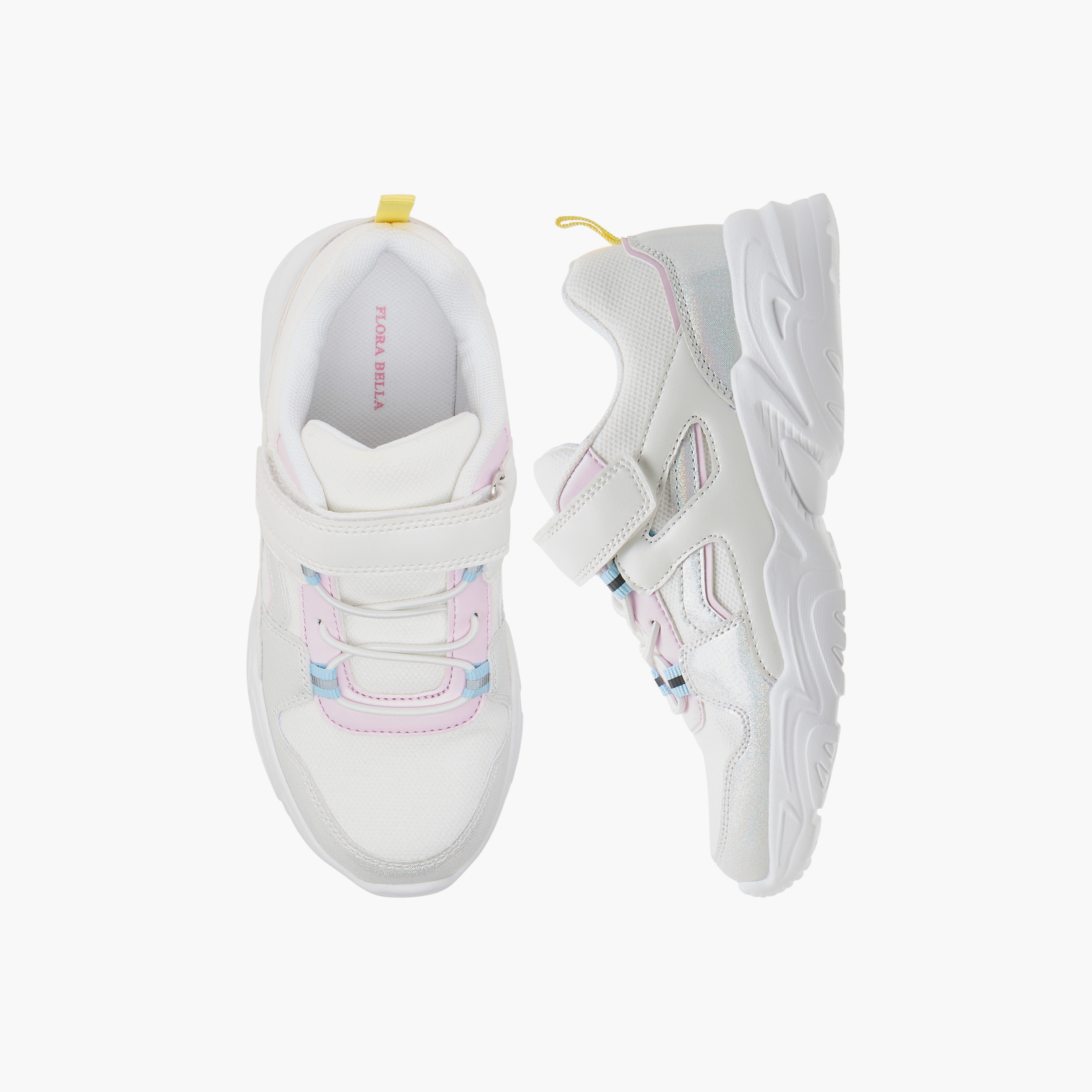 Flora Bella Embellished Panelled Sneakers with Hook-and-Loop Closure-girls-shoes-sneakers-image-1