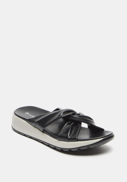 Le Confort Slip-On Cross Strap Sandals with Knot Detail