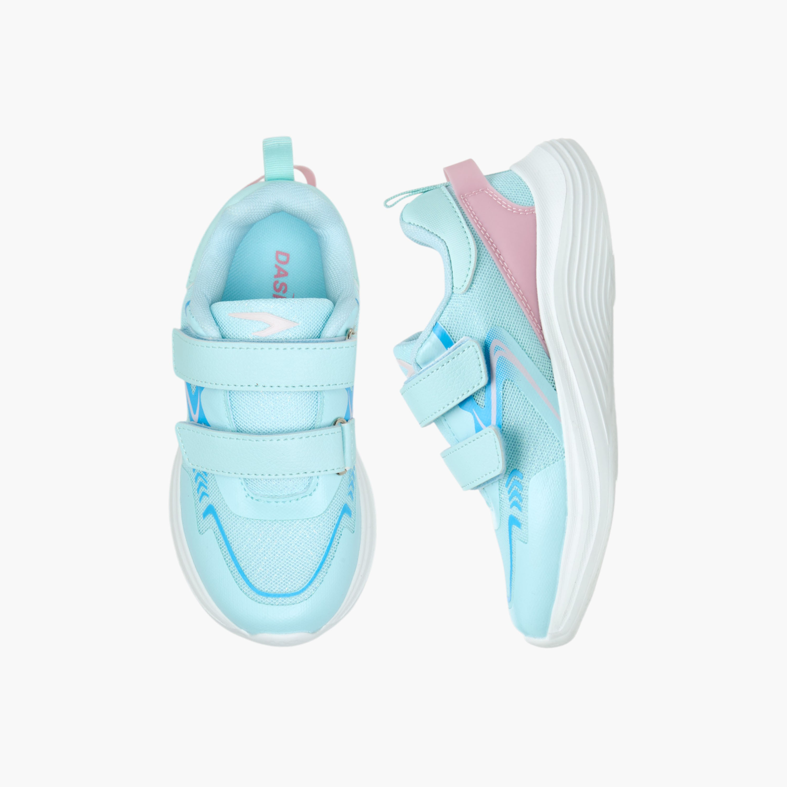 Dash Girls Panelled Hook & Loop Walking Shoes-sports-girls-shoes-image-1