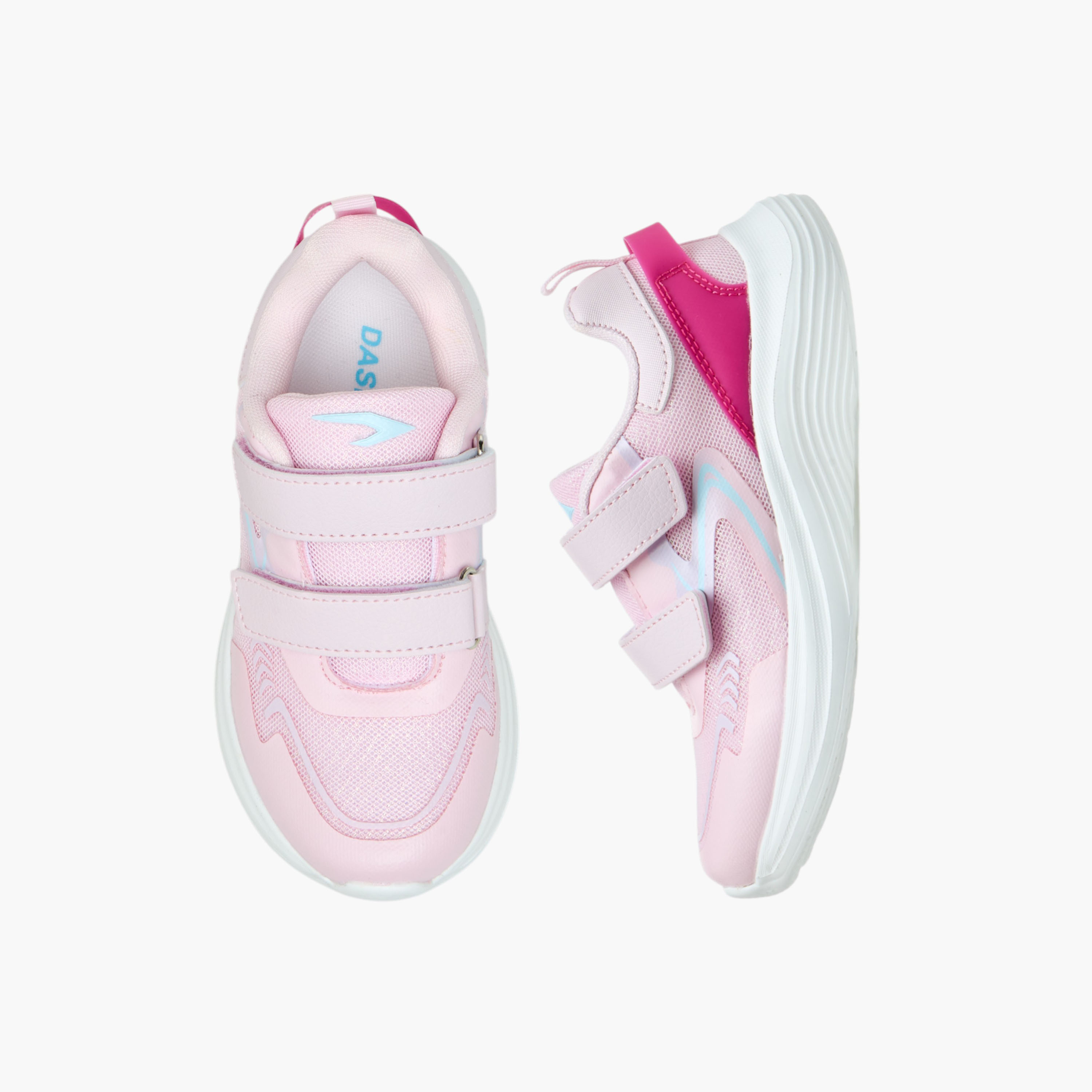 Dash Girls Panelled Hook & Loop Walking Shoes-girls-shoes-sports-image-1