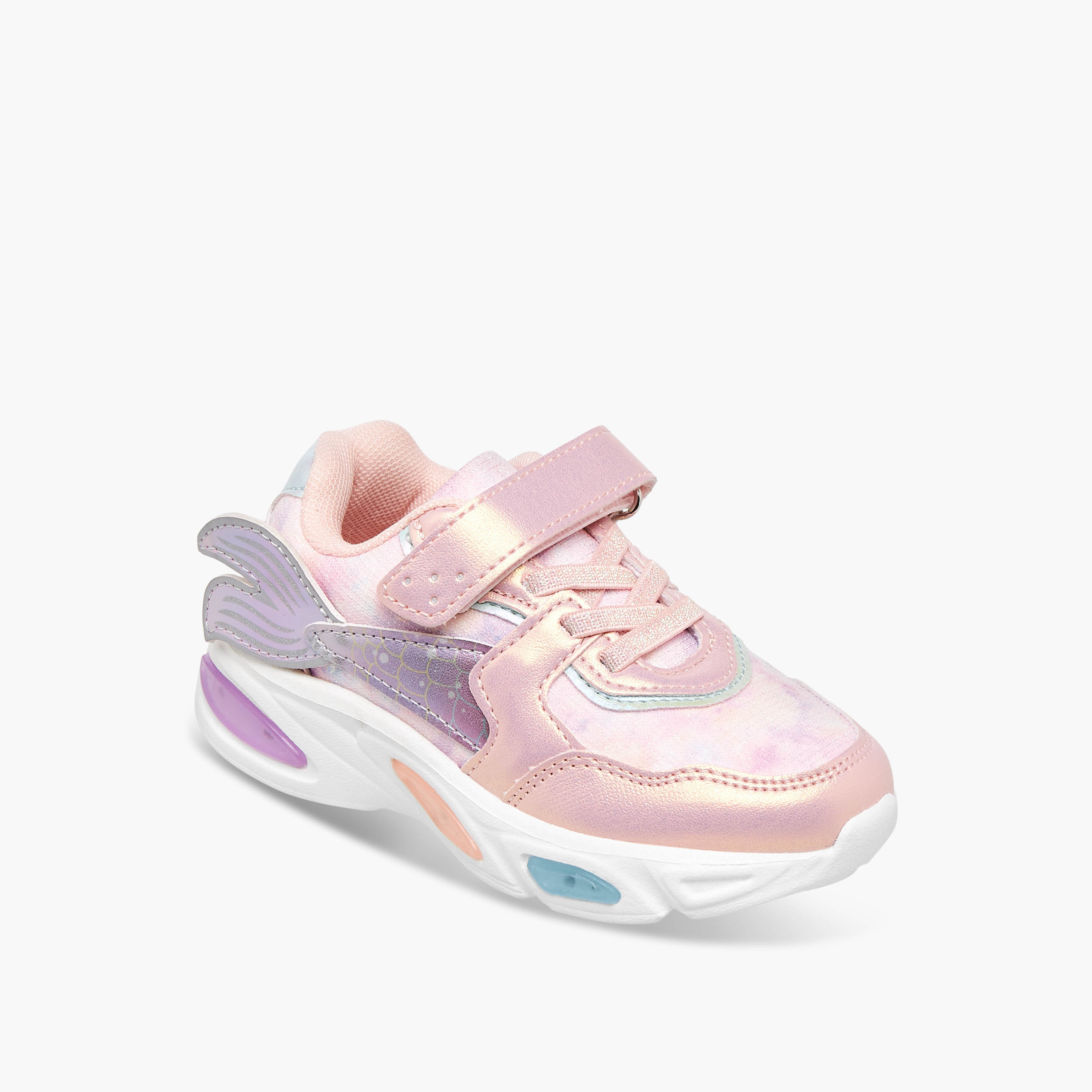 حذاء سنيكرز مضيء بزخارف حورية البحر وشريط إغلاق لاصق من جونيورز-girls-shoes-sneakers-image-2