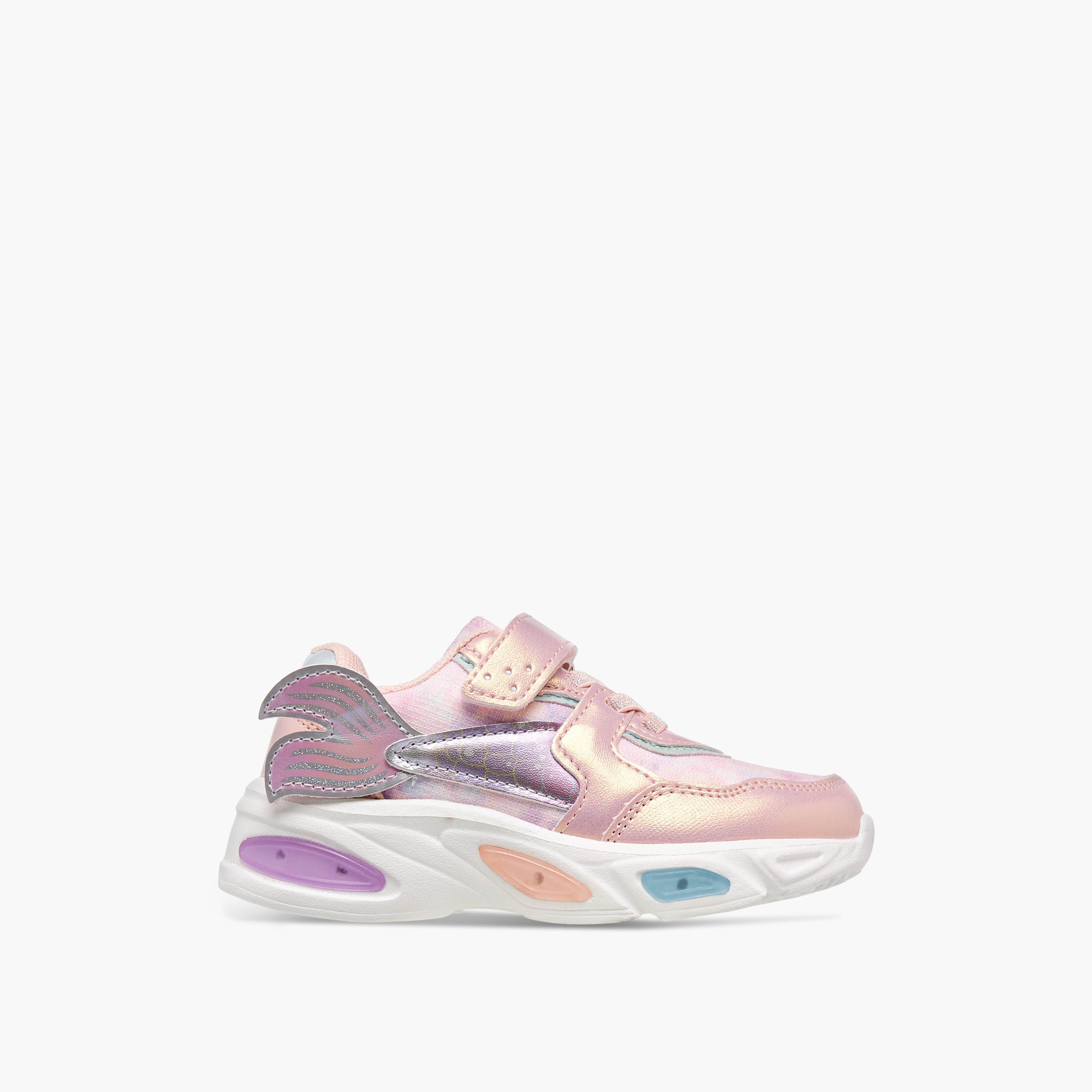 حذاء سنيكرز مضيء بزخارف حورية البحر وشريط إغلاق لاصق من جونيورز-girls-shoes-sneakers-image-3