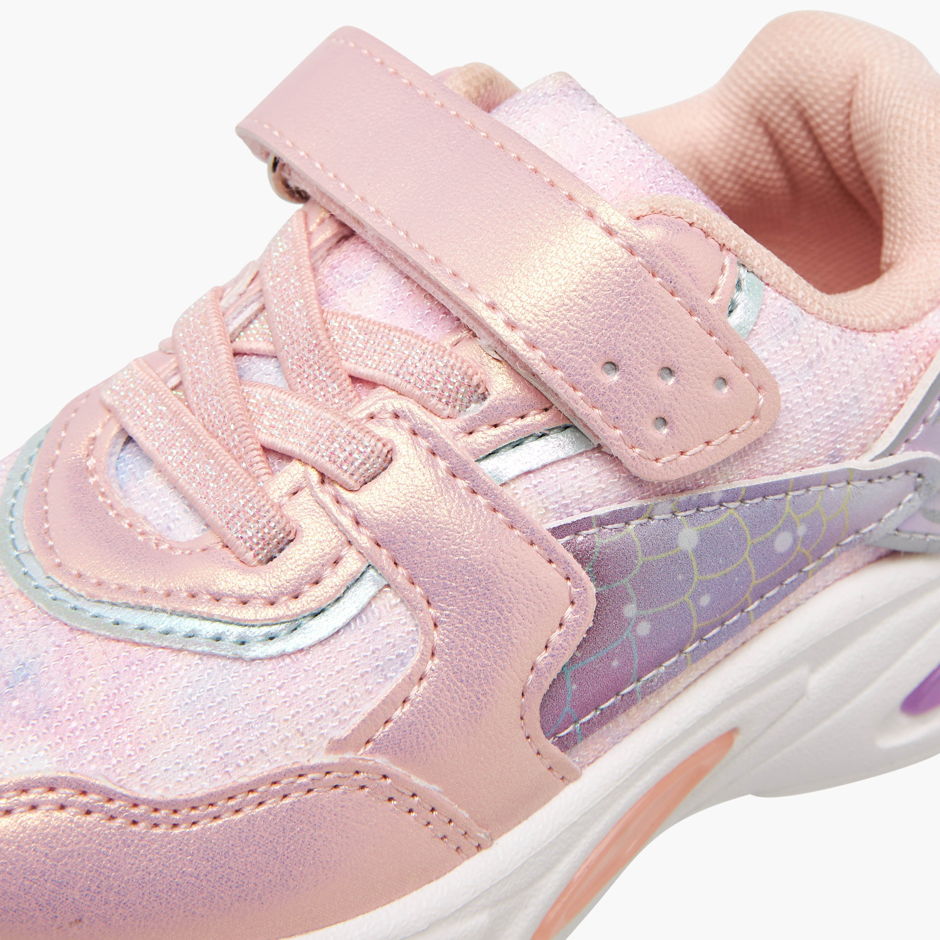 حذاء سنيكرز مضيء بزخارف حورية البحر وشريط إغلاق لاصق من جونيورز-girls-shoes-sneakers-image-5