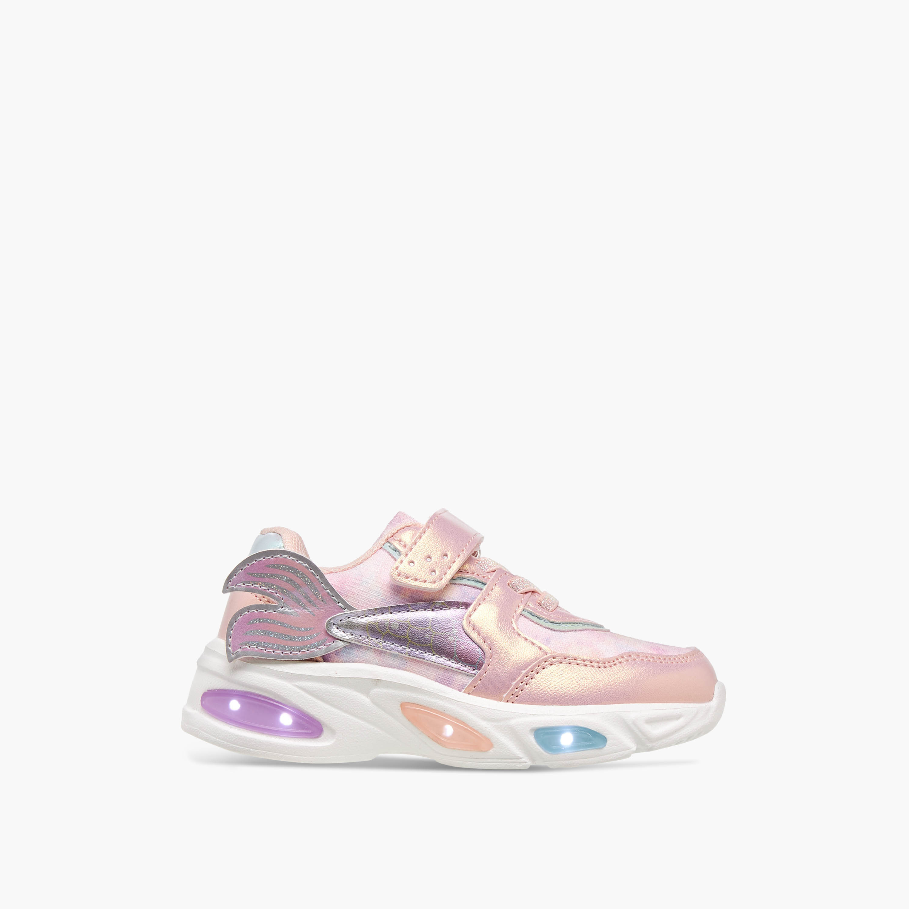حذاء سنيكرز مضيء بزخارف حورية البحر وشريط إغلاق لاصق من جونيورز-girls-shoes-sneakers-image-4