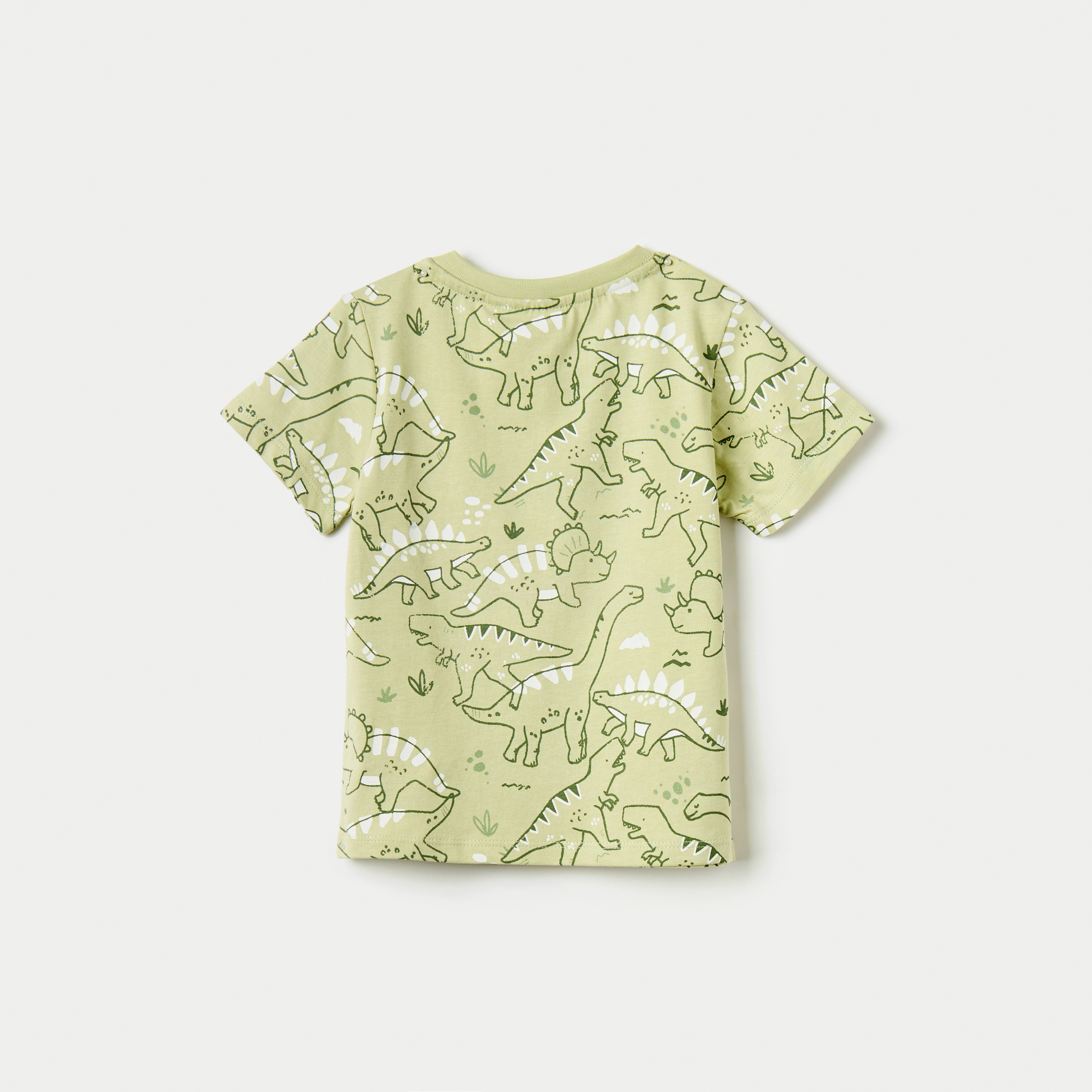 Juniors All-Over Dinosaur Print T-shirt with Short Sleeves and Crew Neck-baby-boys-clothing-tshirtsandpolos-image-2