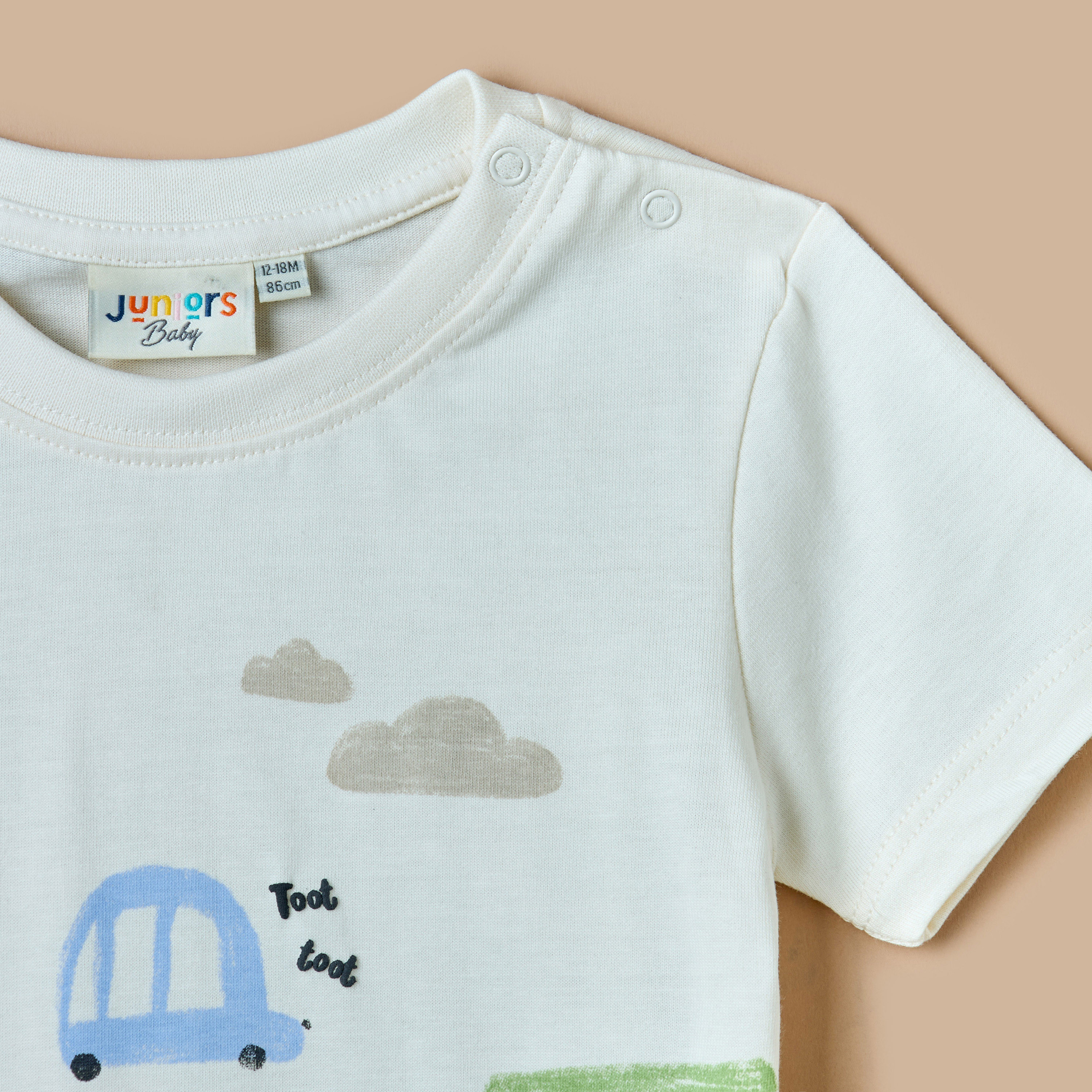 Buy Baby Boys Juniors Car Print T shirt with Short Sleeves and Crew Neck Online Centrepoint Bahrain