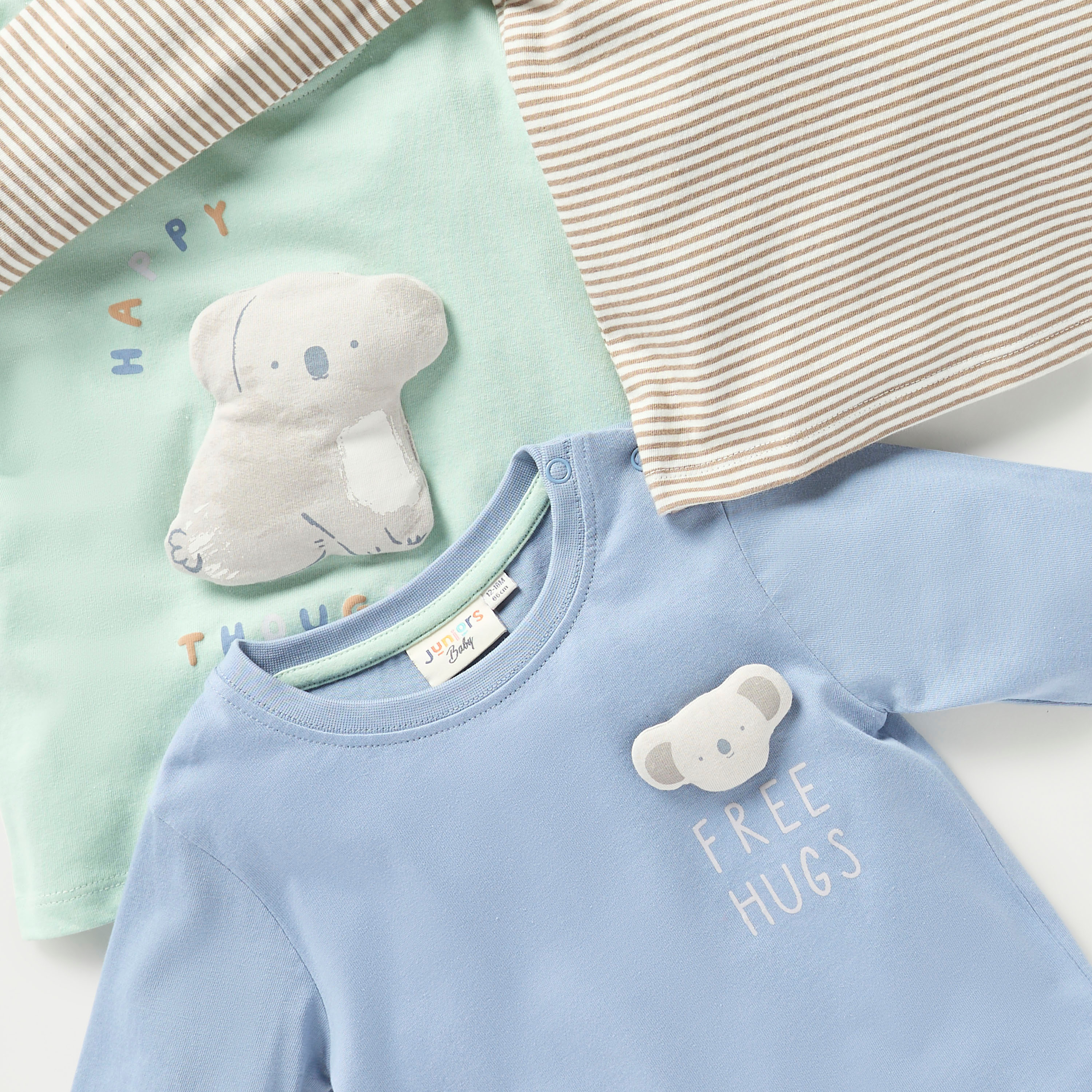 Juniors Koala Applique T-shirt with Long Sleeves and Crew Neck - Set of 3-baby-boys-clothing-tshirtsandpolos-image-6