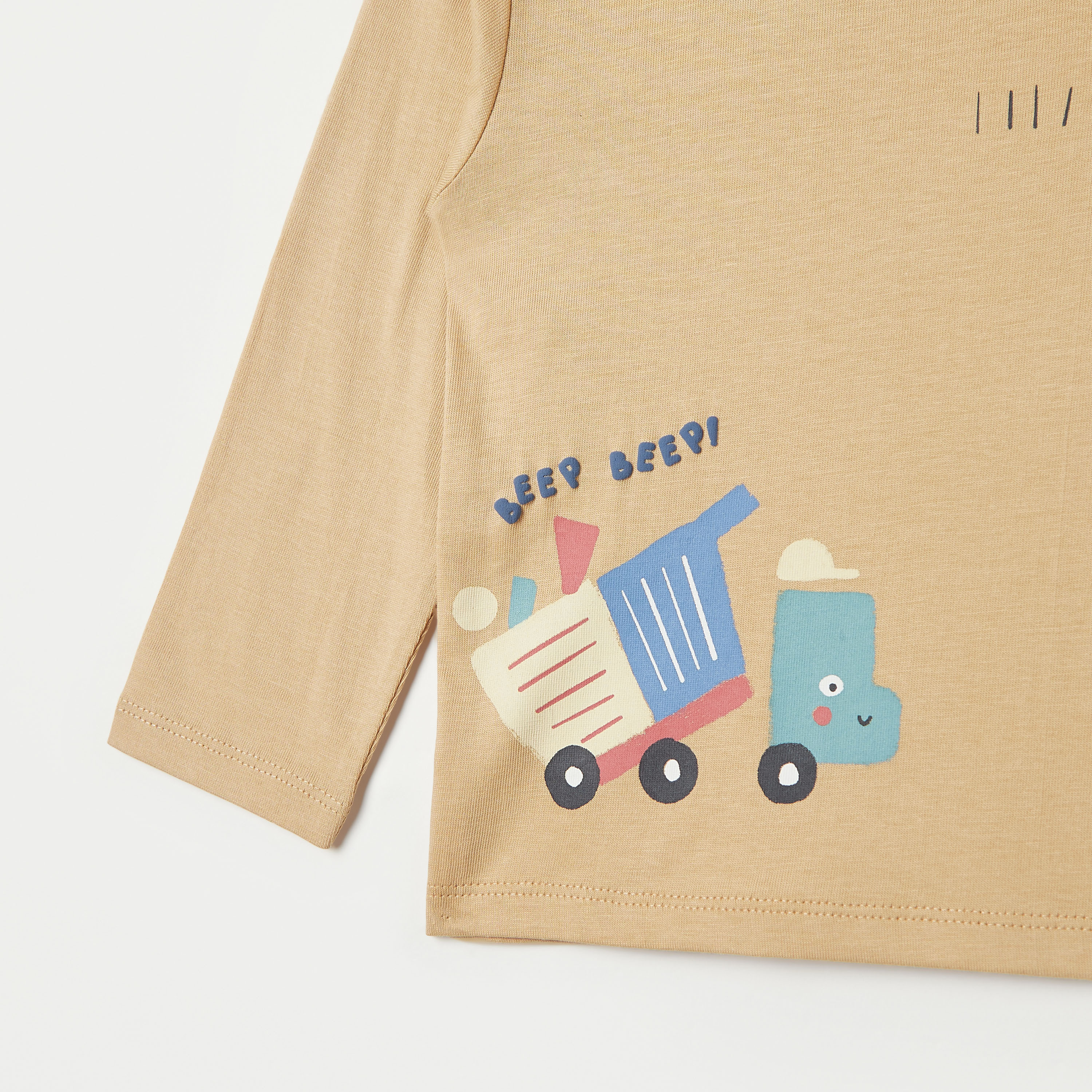 Juniors Graphic Print Crew Neck T-shirt with Long Sleeves-baby-boys-clothing-tshirtsandpolos-image-2