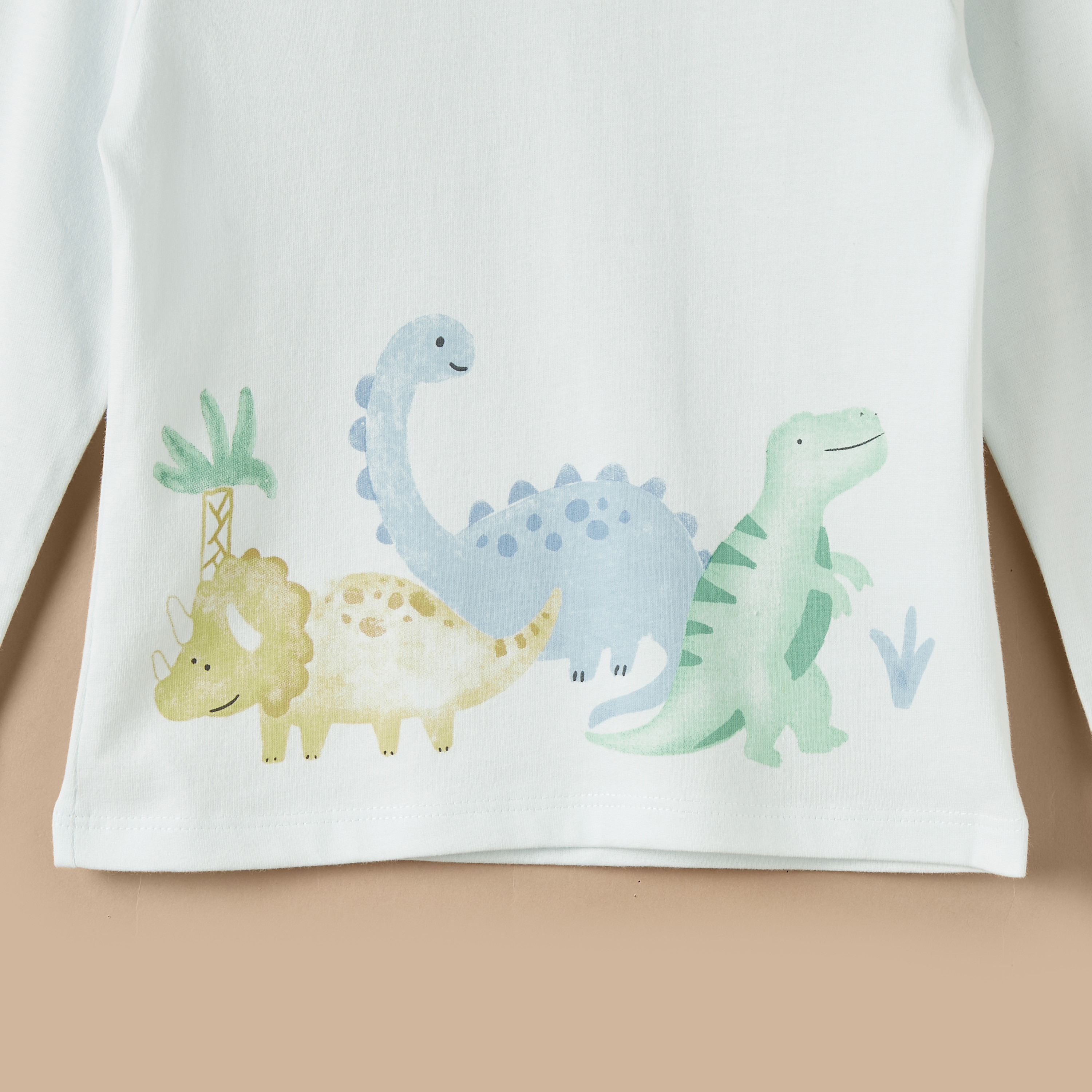 Juniors Dino Print Crew Neck T-shirt with Long Sleeves-baby-boys-clothing-tshirtsandpolos-image-4