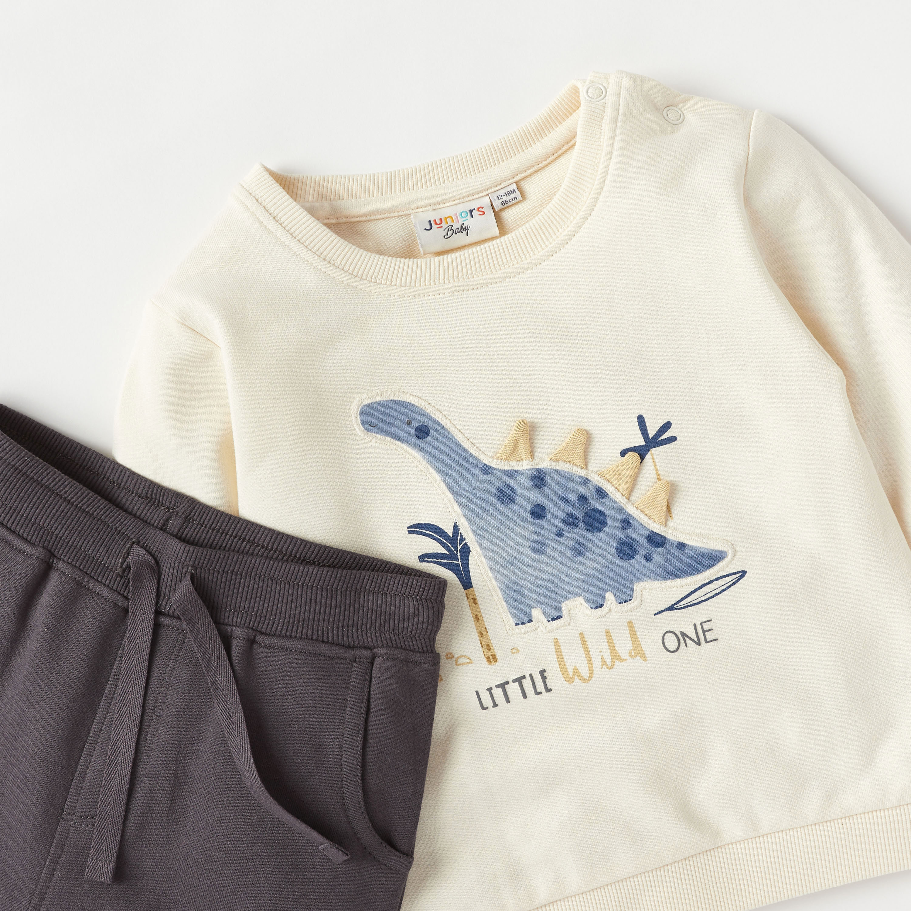 Juniors Dinosaur Applique Sweatshirt and Joggers Set-baby-boys-clothing-winterwear-setsandcoords-image-4