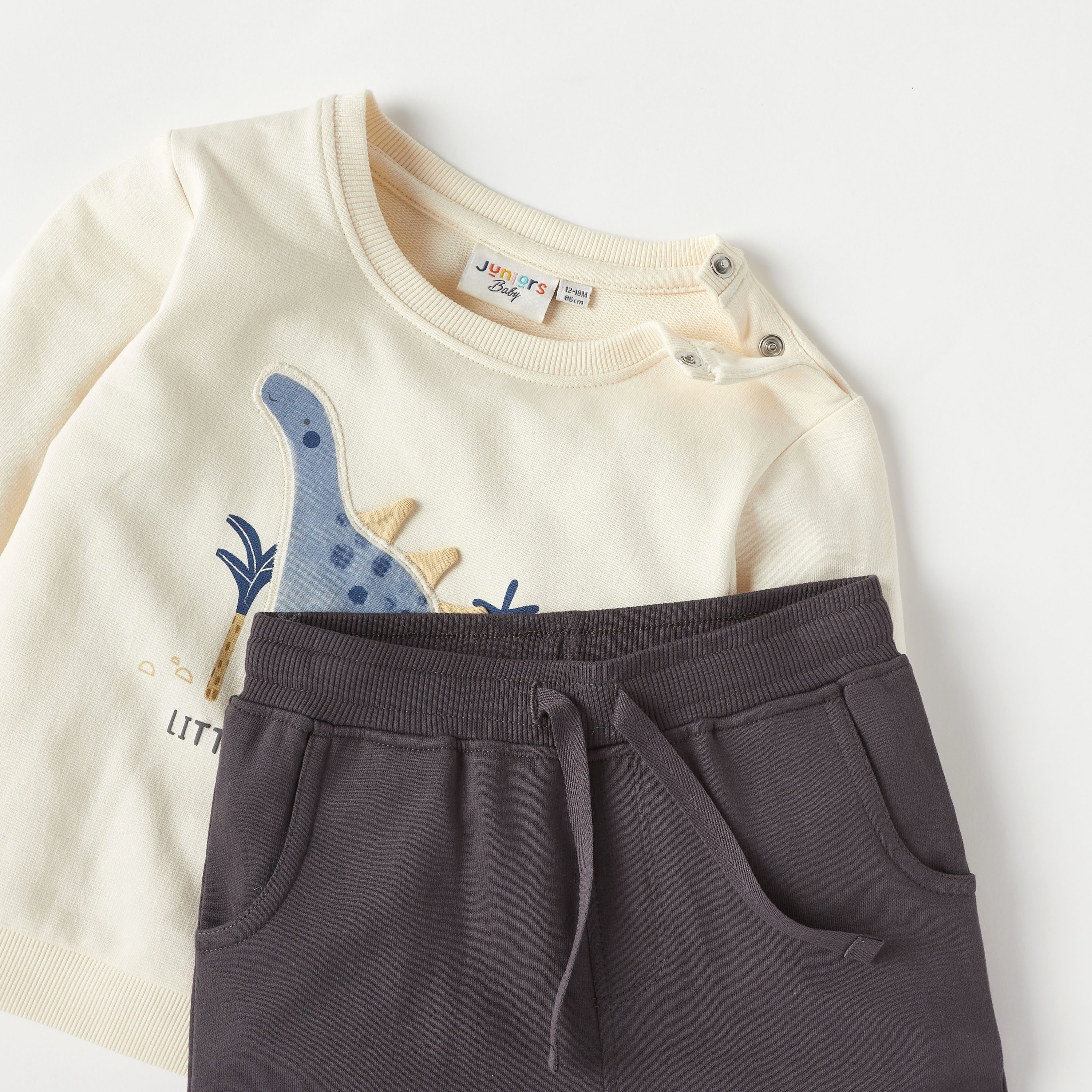 Juniors Dinosaur Applique Sweatshirt and Joggers Set-baby-boys-clothing-winterwear-setsandcoords-image-5