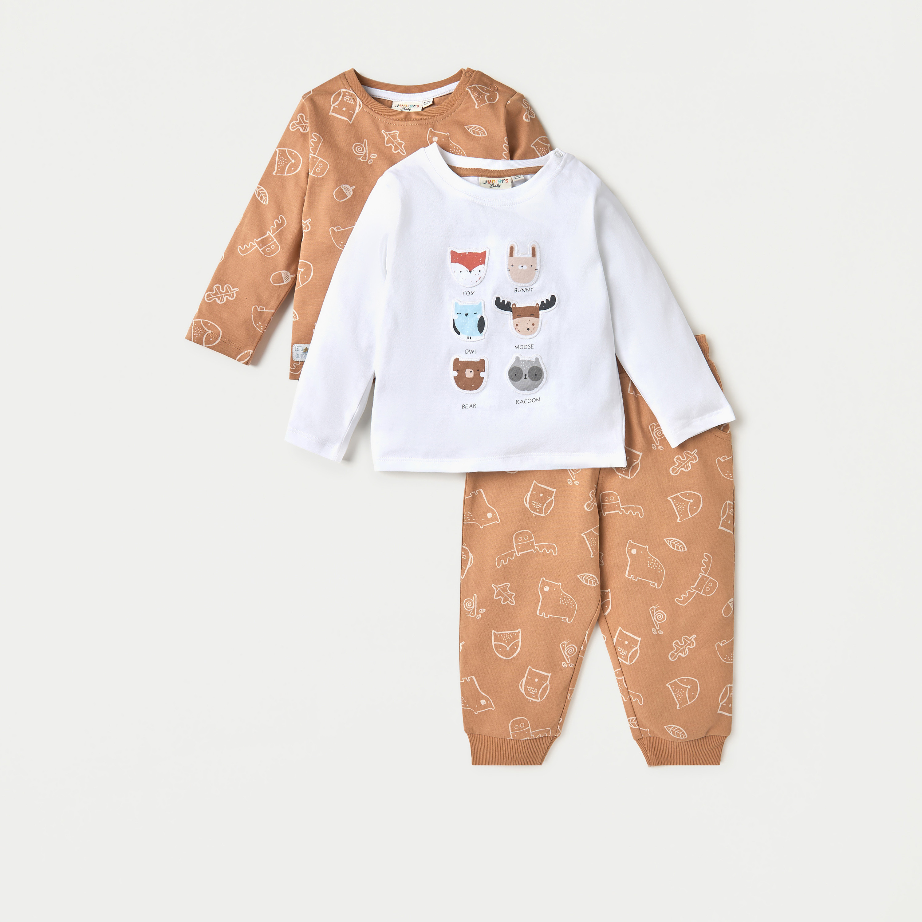 Juniors 3-Piece Printed Long Sleeves T-shirts and Joggers Set-baby-boys-clothing-setsandcoords-image-1