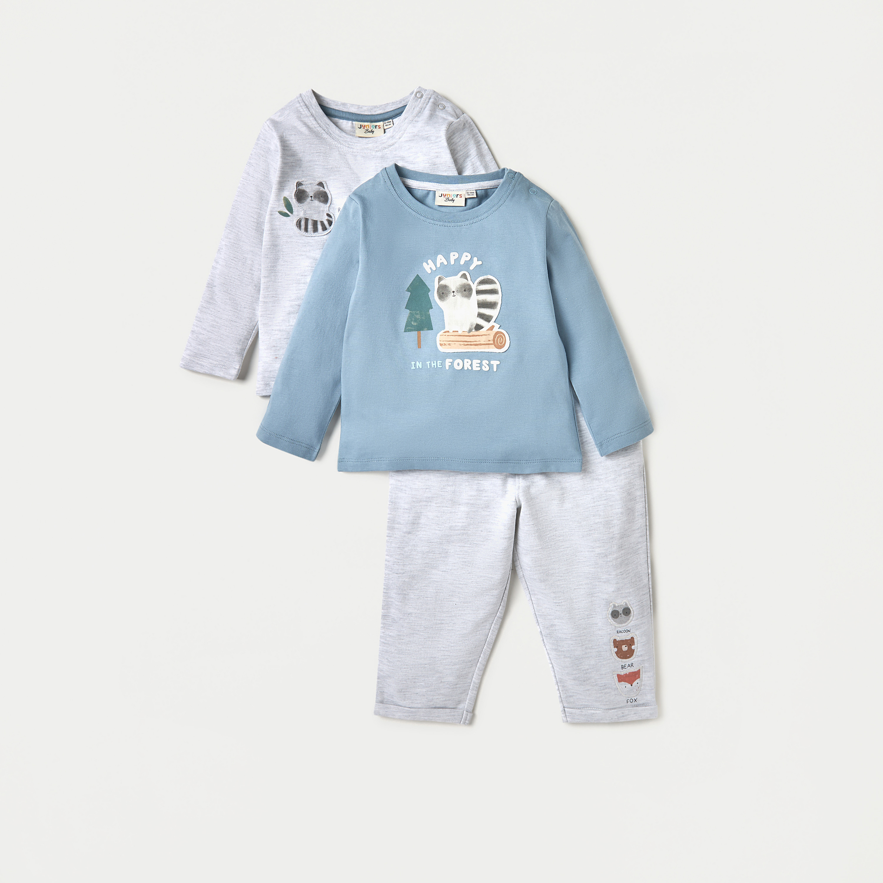 طقم بنطلون بيجاما وتيشيرت بطبعات حيوانات 3 قطع من جونيورز-baby-boys-clothing-setsandcoords-image-1