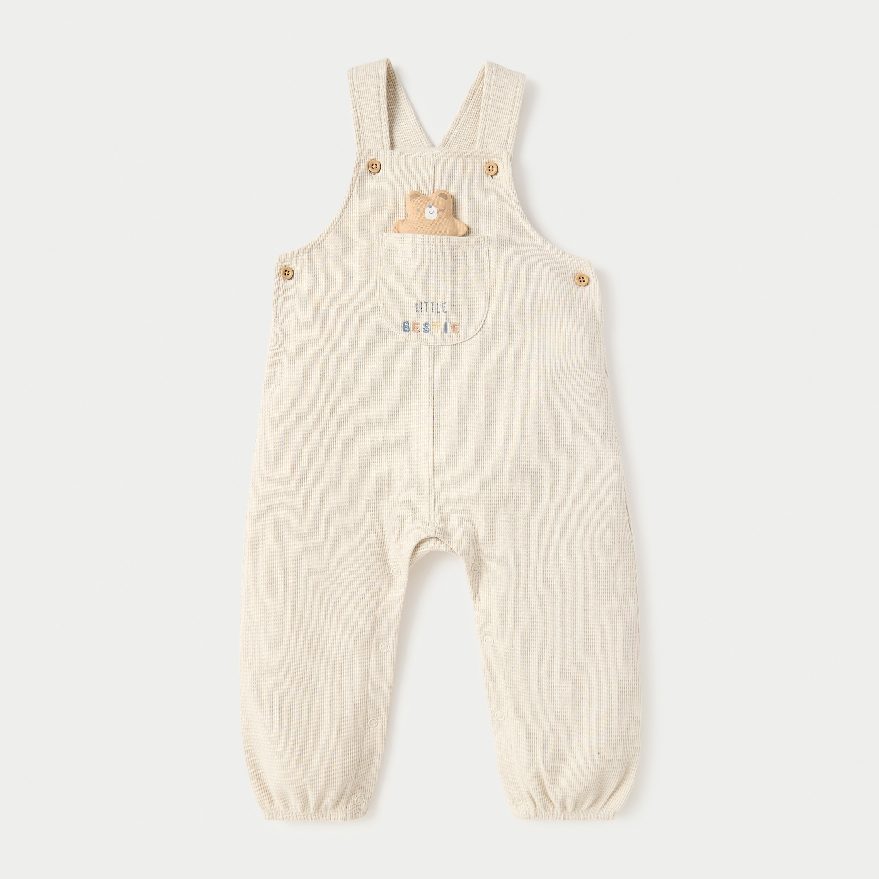 طقم دنغري وافل بارز الملمس وتيشيرت سادة من جونيورز-baby-boys-clothing-setsandcoords-image-2