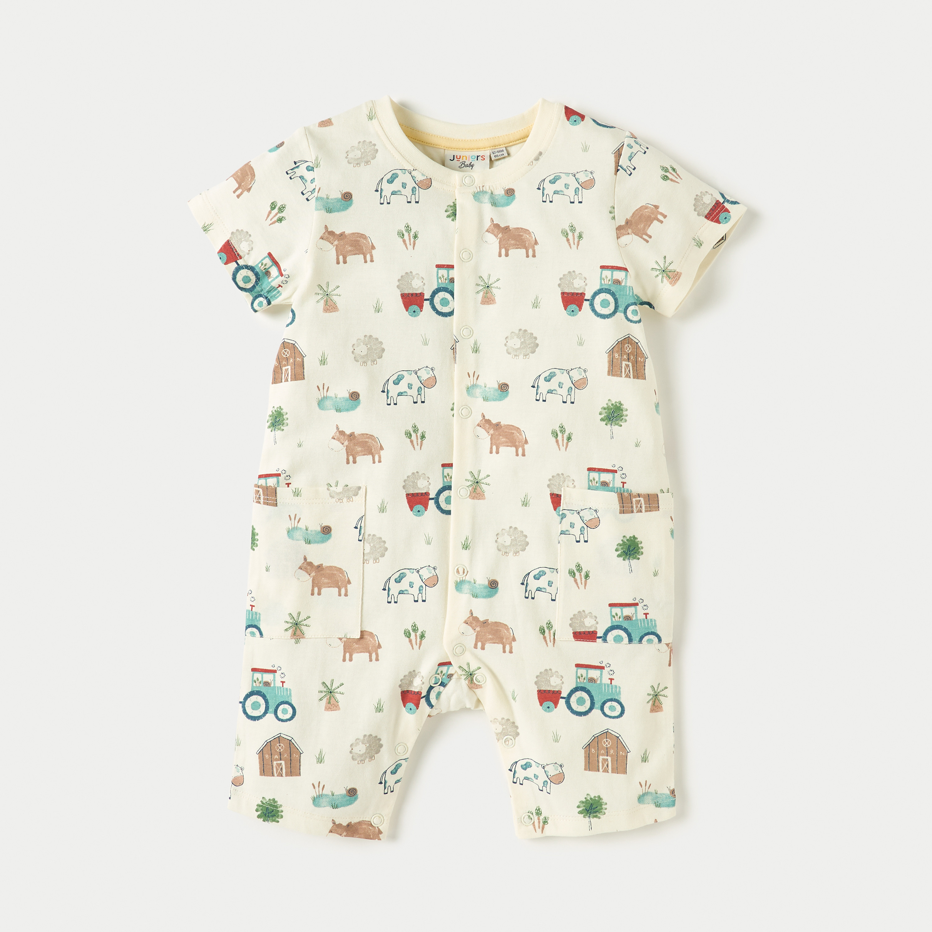 Juniors Animal Print Romper with Short Sleeves and Button Closure - Set of 2-baby-boys-clothing-rompers-image-2