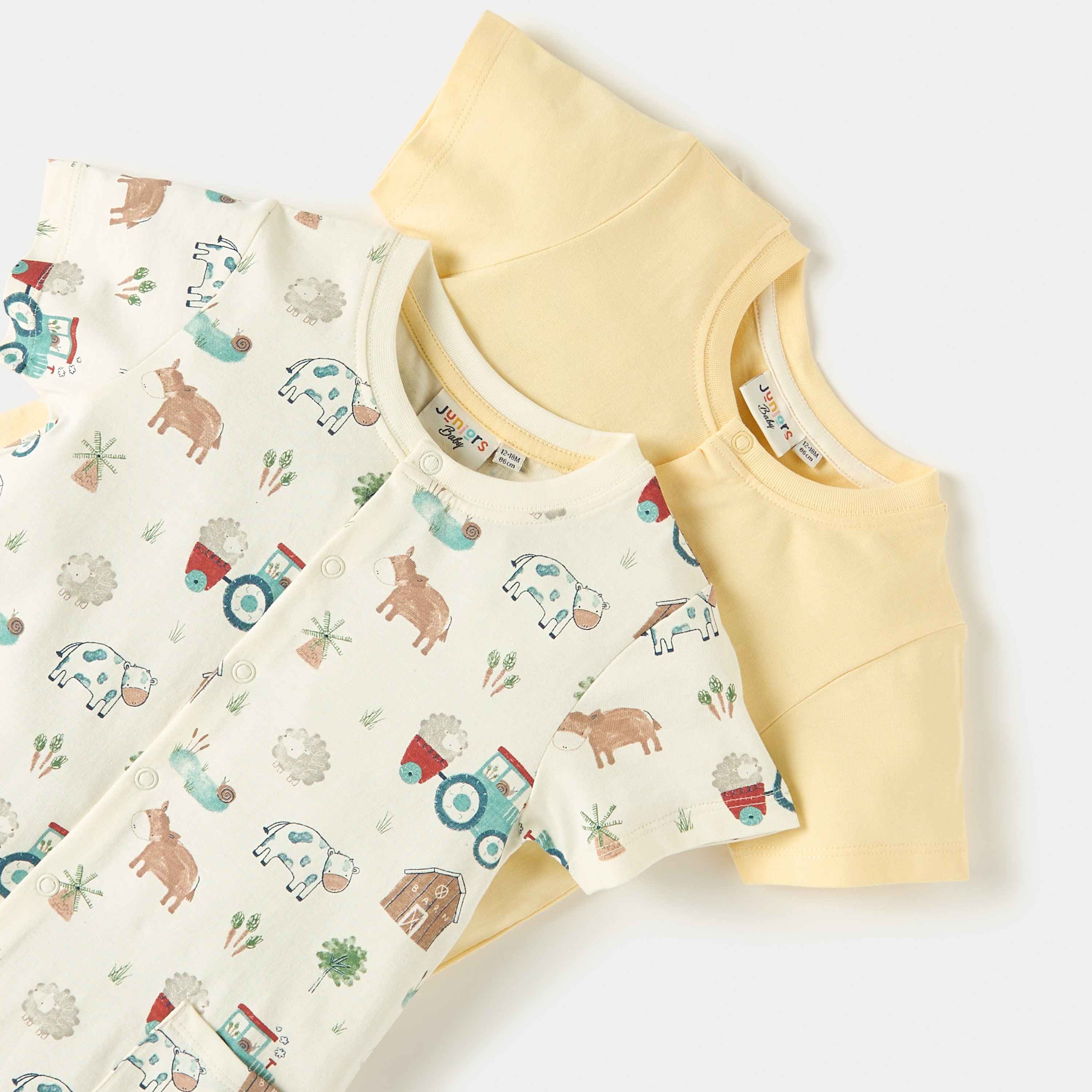 Juniors Animal Print Romper with Short Sleeves and Button Closure - Set of 2-baby-boys-clothing-rompers-image-4