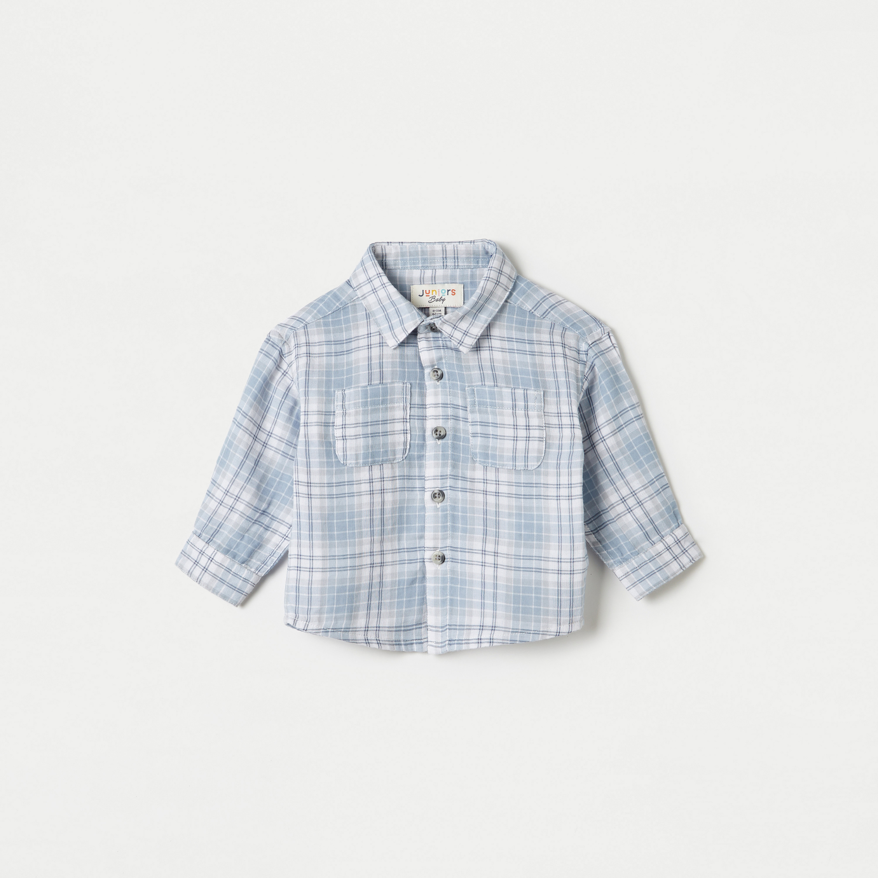 Juniors Checked Shirt with Long Sleeves and Pockets-baby-boys-clothing-shirts-image-1