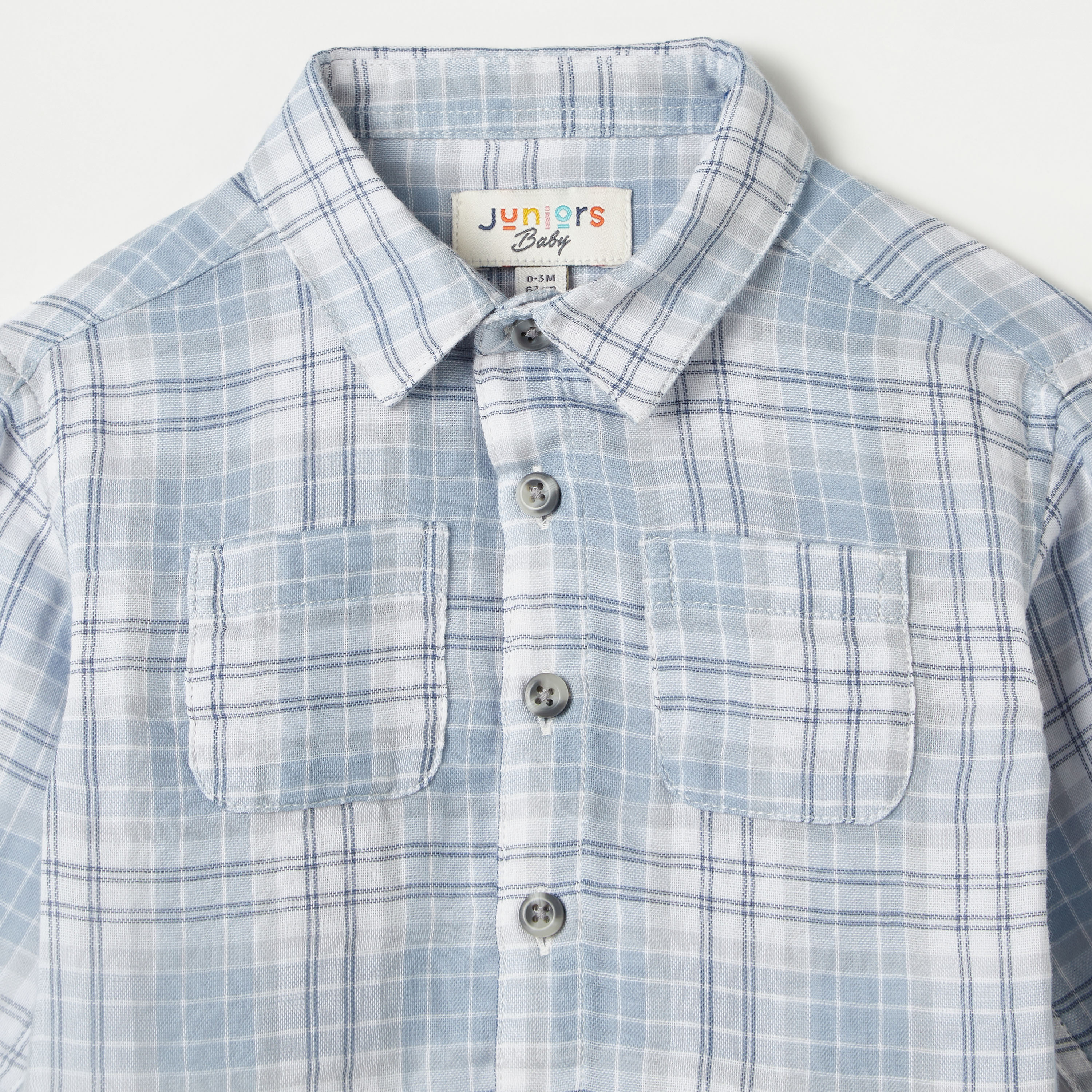Juniors Checked Shirt with Long Sleeves and Pockets-baby-boys-clothing-shirts-image-3