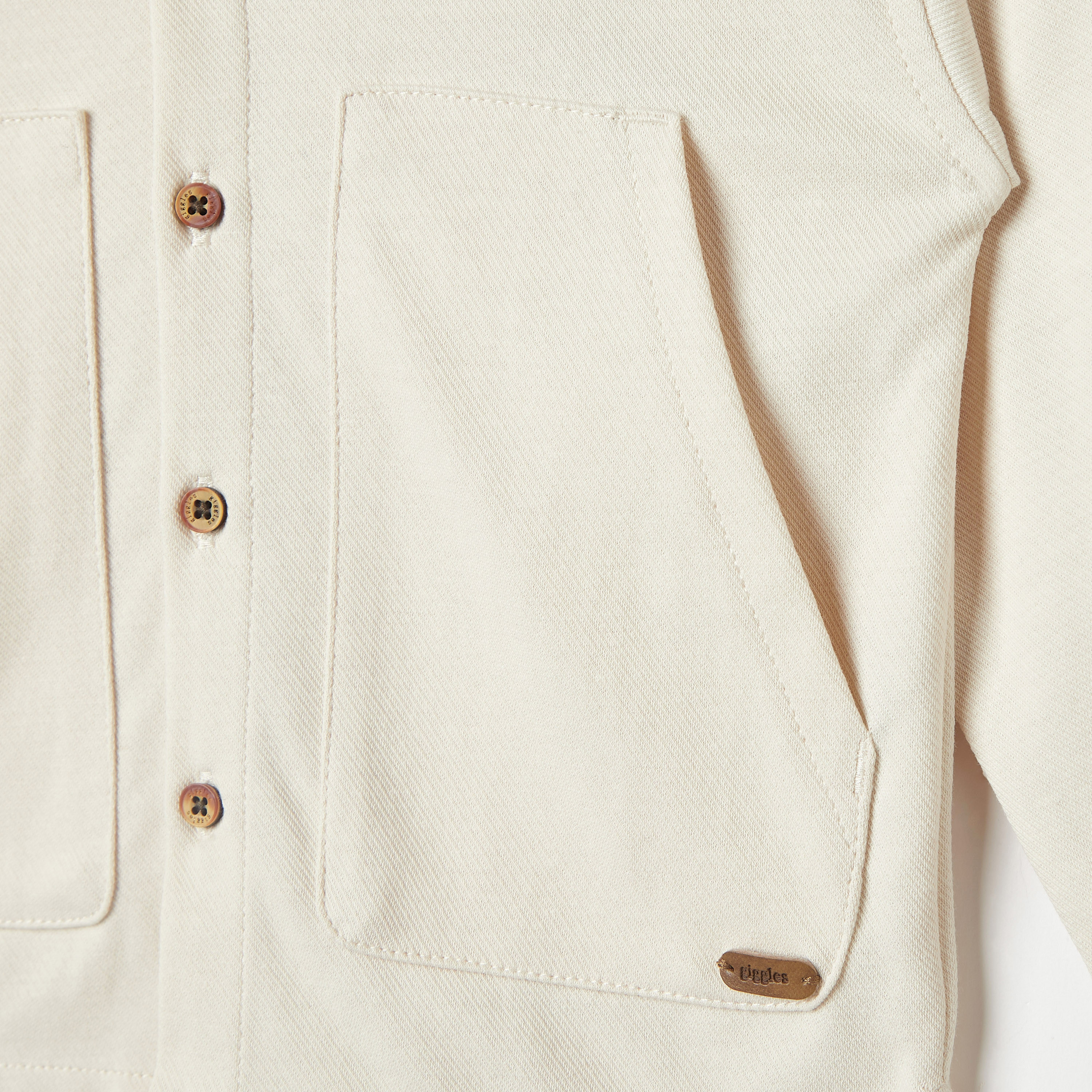 Giggles Solid Mandarin Collar Shirt with Pockets and Long Sleeves-baby-boys-clothing-shirts-image-2