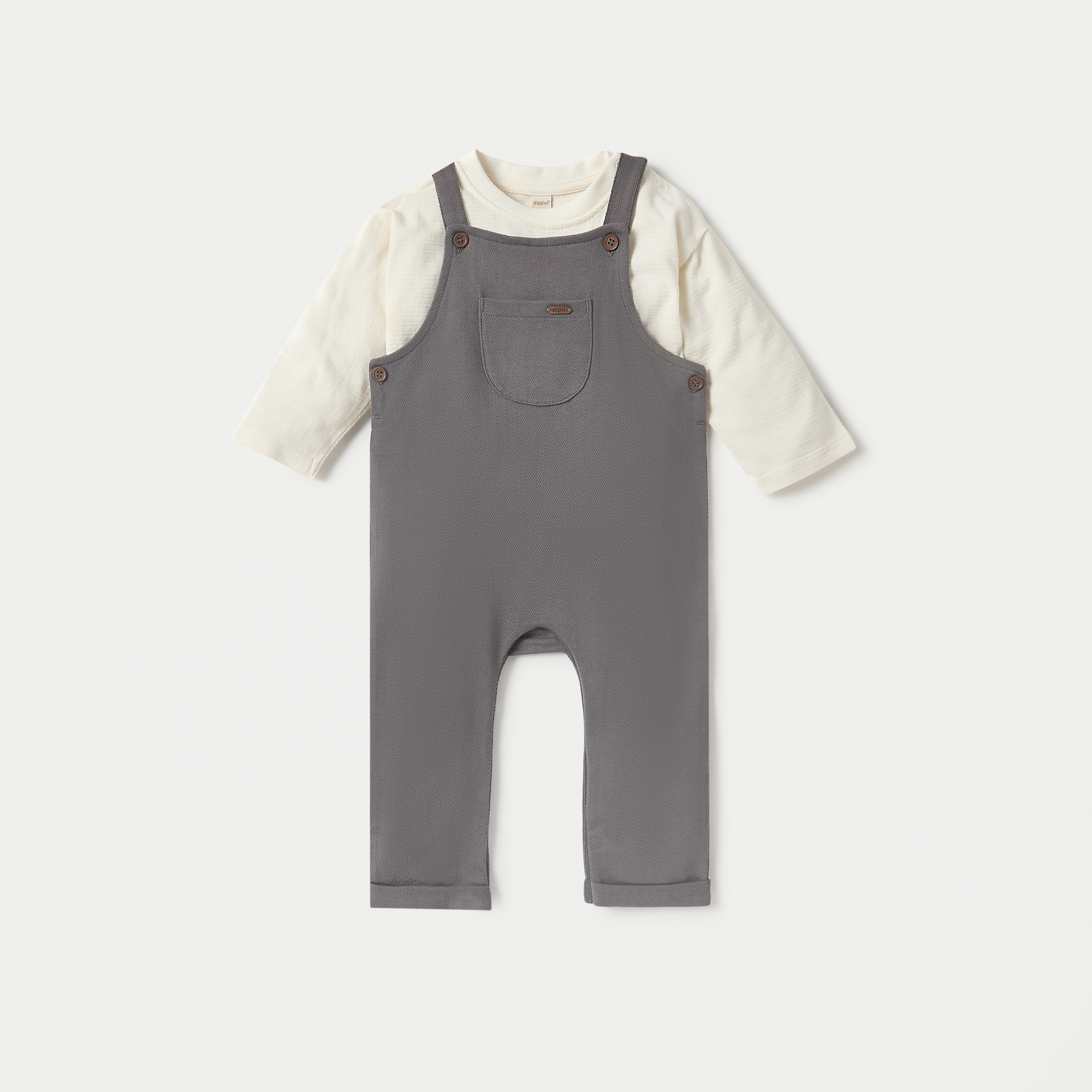 طقم تيشيرت ودنغري سادة بأكمام طويلة من جيجلز-baby-boys-clothing-setsandcoords-image-1