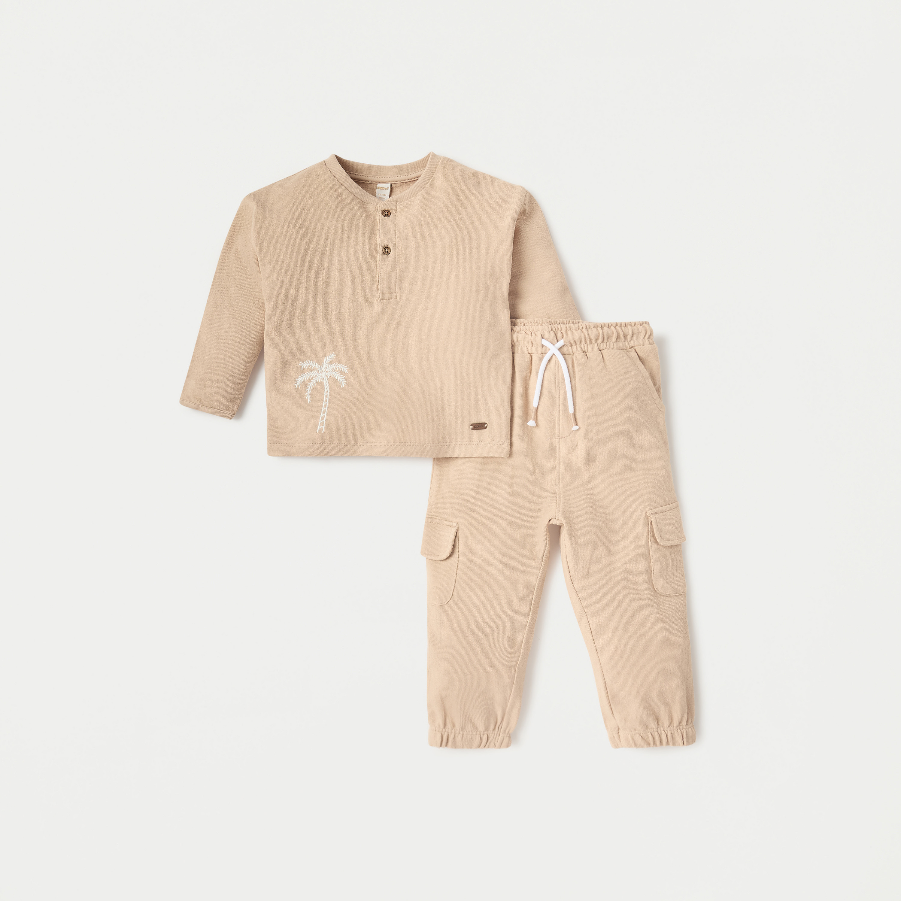 Giggles Embroidered T-shirt and Joggers Set-baby-boys-clothing-setsandcoords-image-1