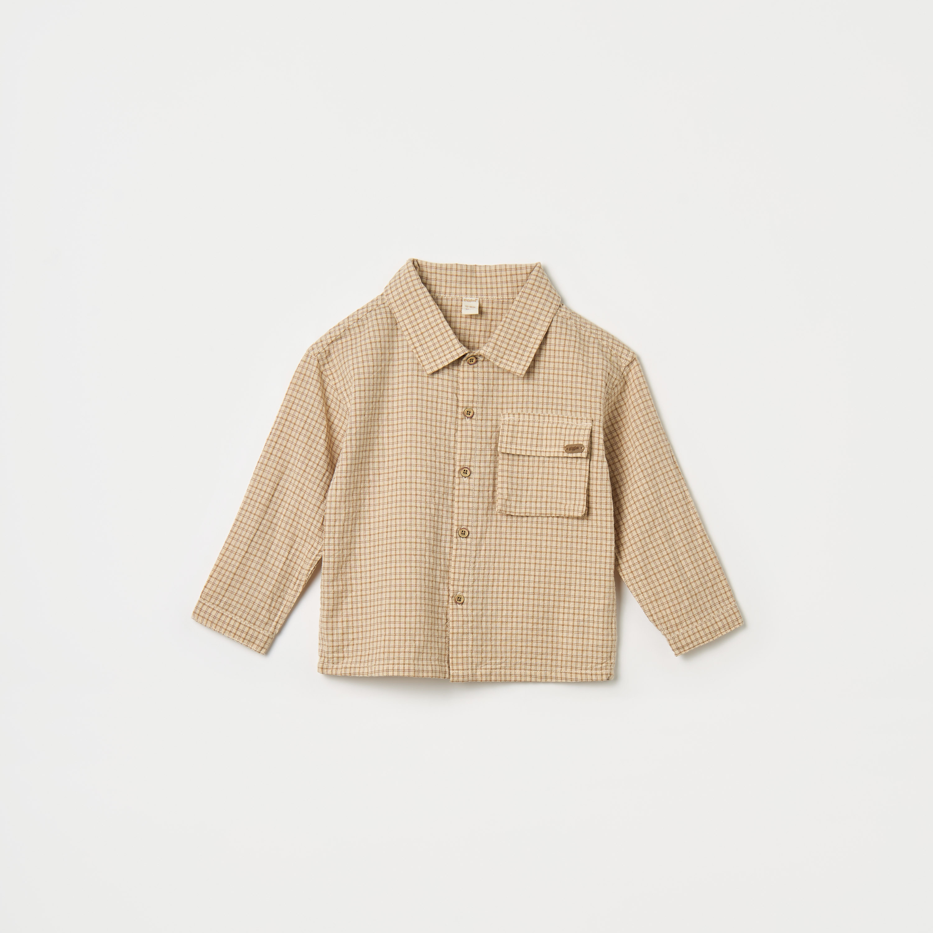 Giggles Checked Shirt with Long Sleeves and Chest Pocket-baby-boys-clothing-shirts-image-1