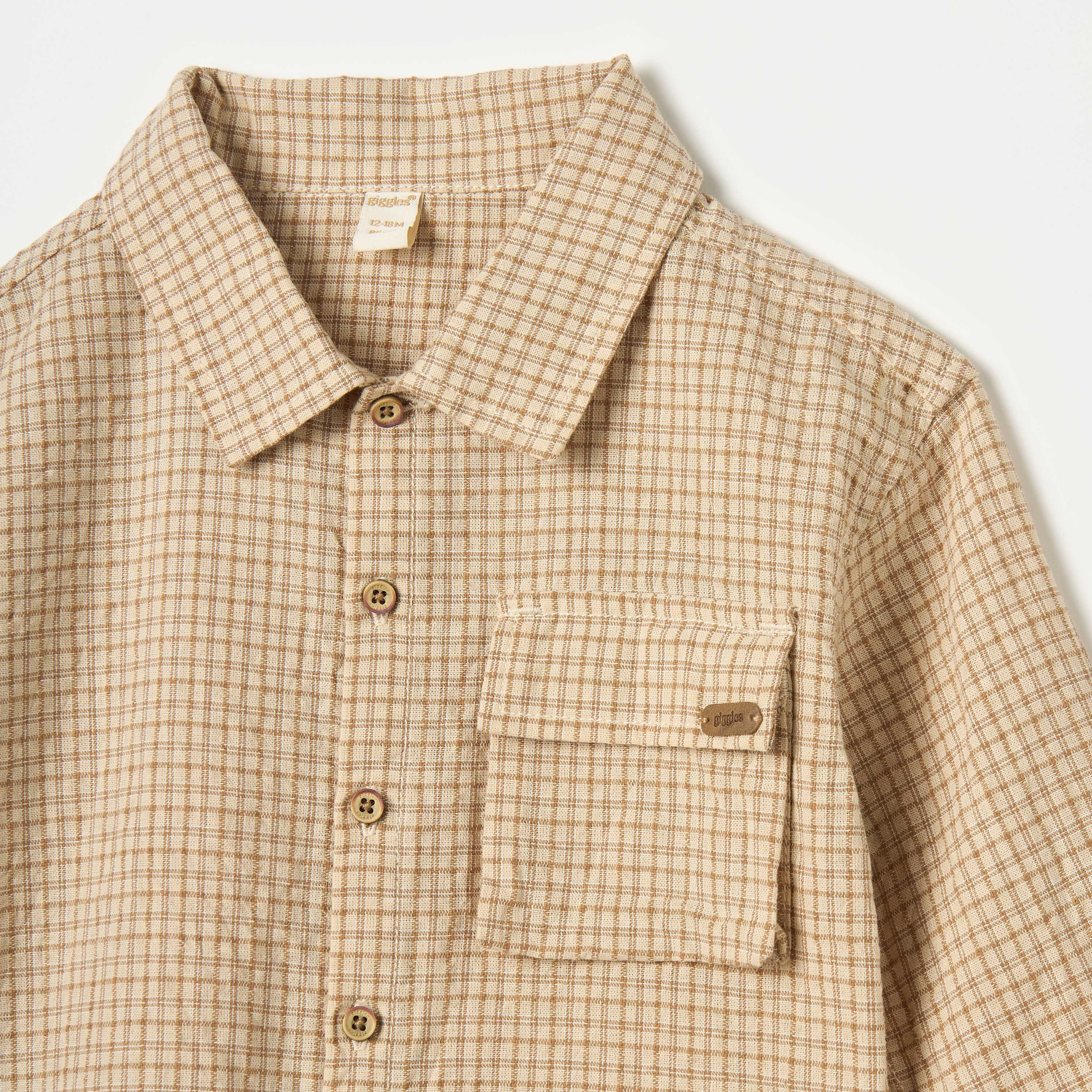 Giggles Checked Shirt with Long Sleeves and Chest Pocket-baby-boys-clothing-shirts-image-3