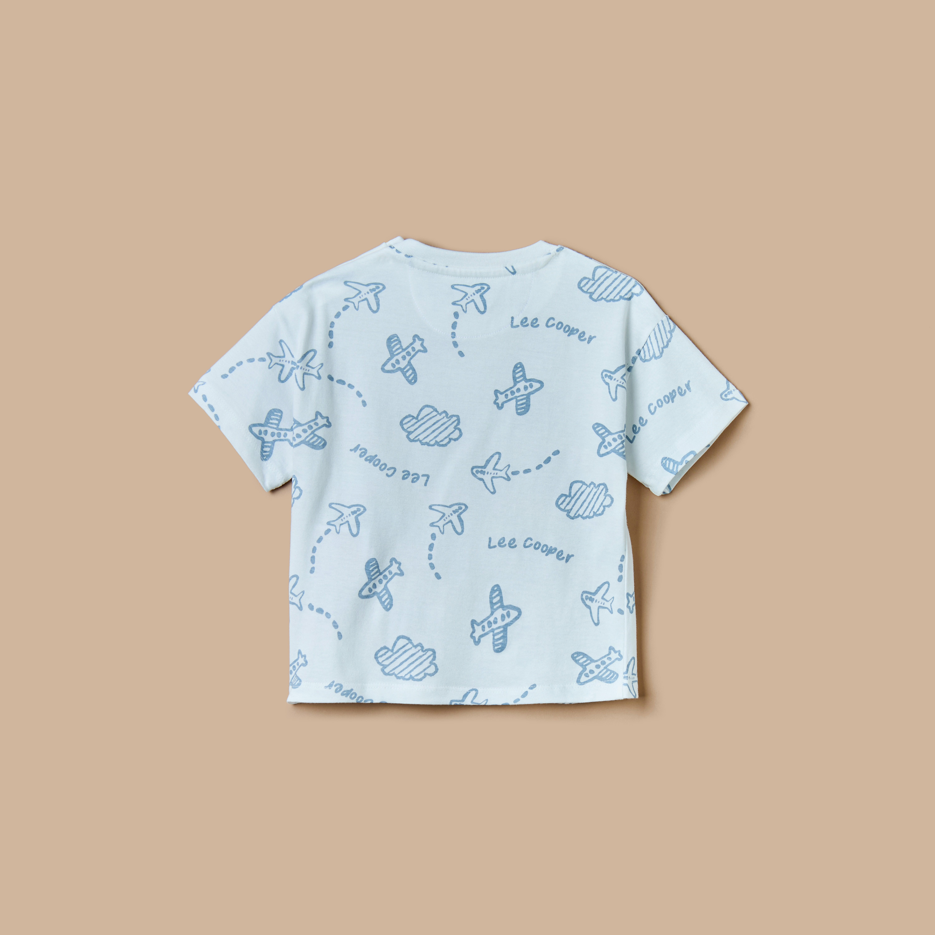 Lee Cooper All-Over Airplane Print T-shirt with Short Sleeves and Crew Neck-baby-boys-clothing-tshirtsandpolos-image-2